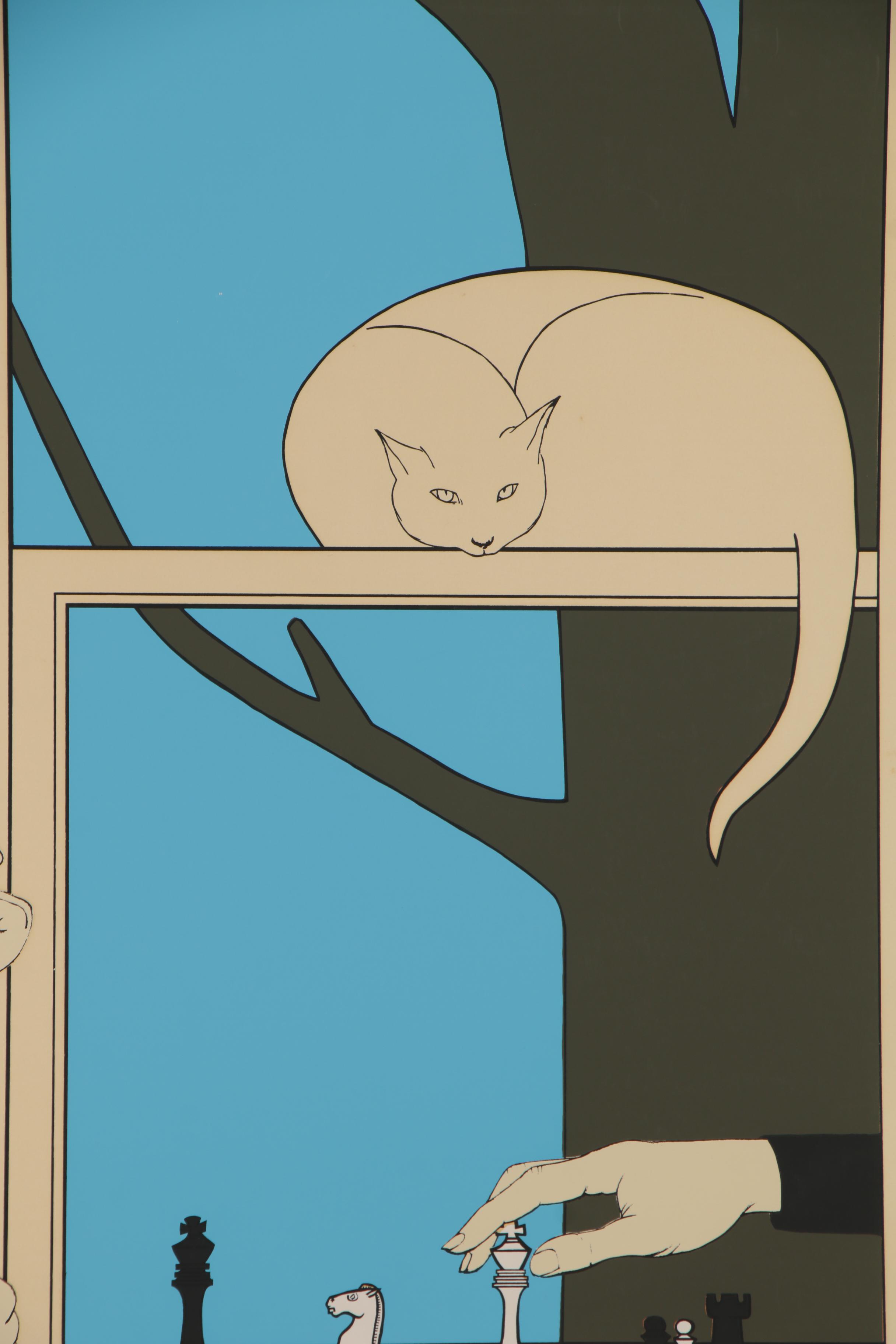 Serigraph Poster after Will Barnet of Chess Match, Late 20th Century