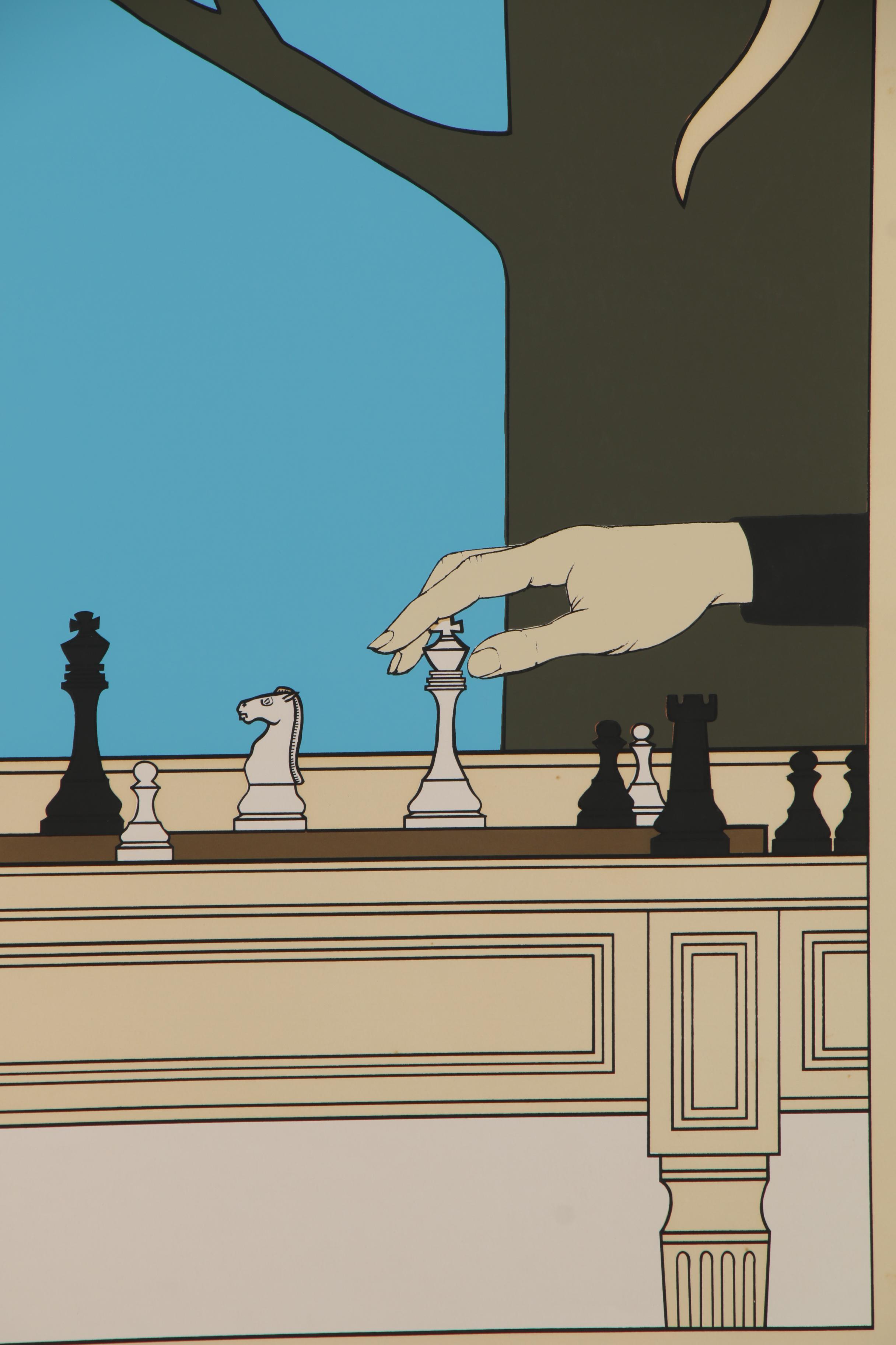 Serigraph Poster after Will Barnet of Chess Match, Late 20th Century