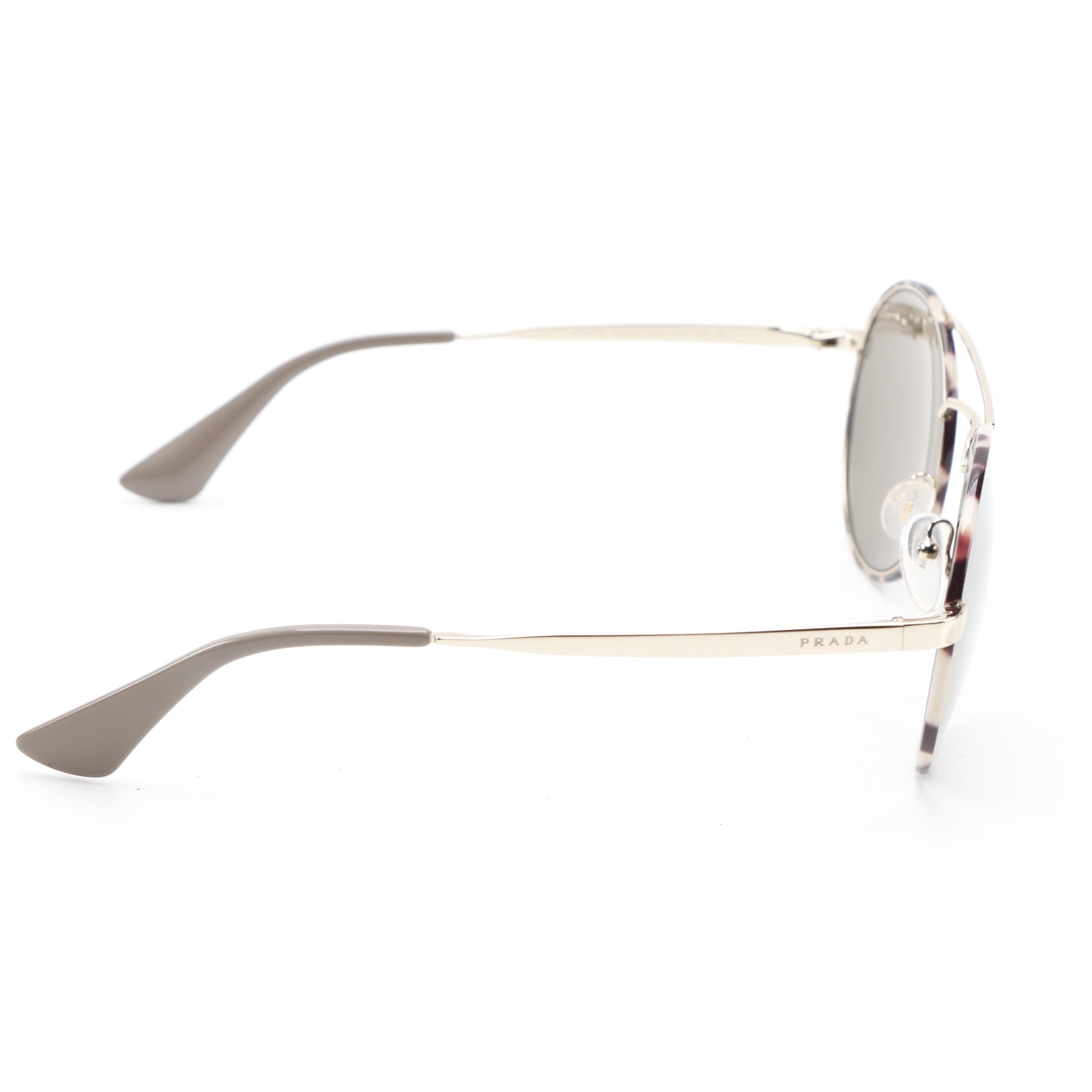 Prada SPR 51S Cream Brown Tortoise Frame and Brown Mirrored Lens Aviators
