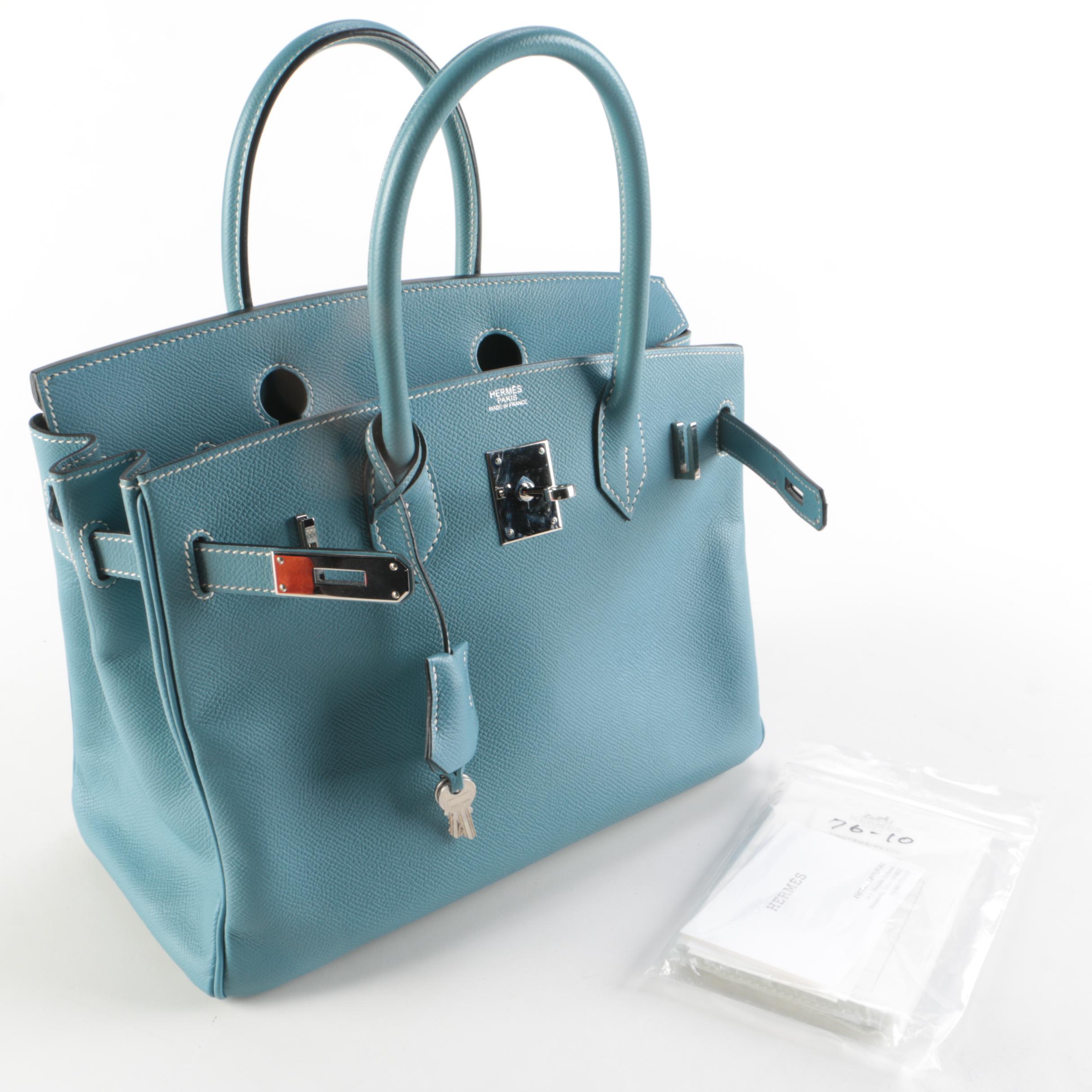 Hermès Birkin 30 Satchel in Bleu Jean Togo Leather