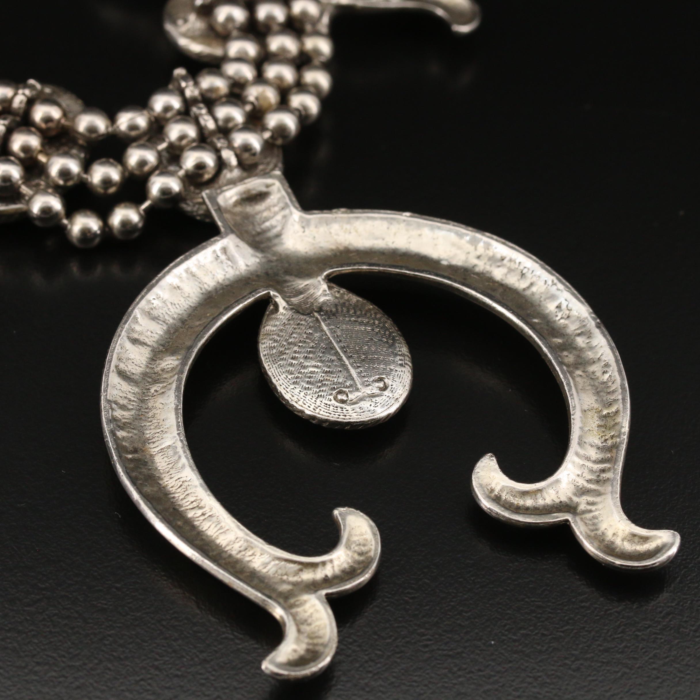 Vintage Goldette Faux Turquoise Squash Blossom Necklace