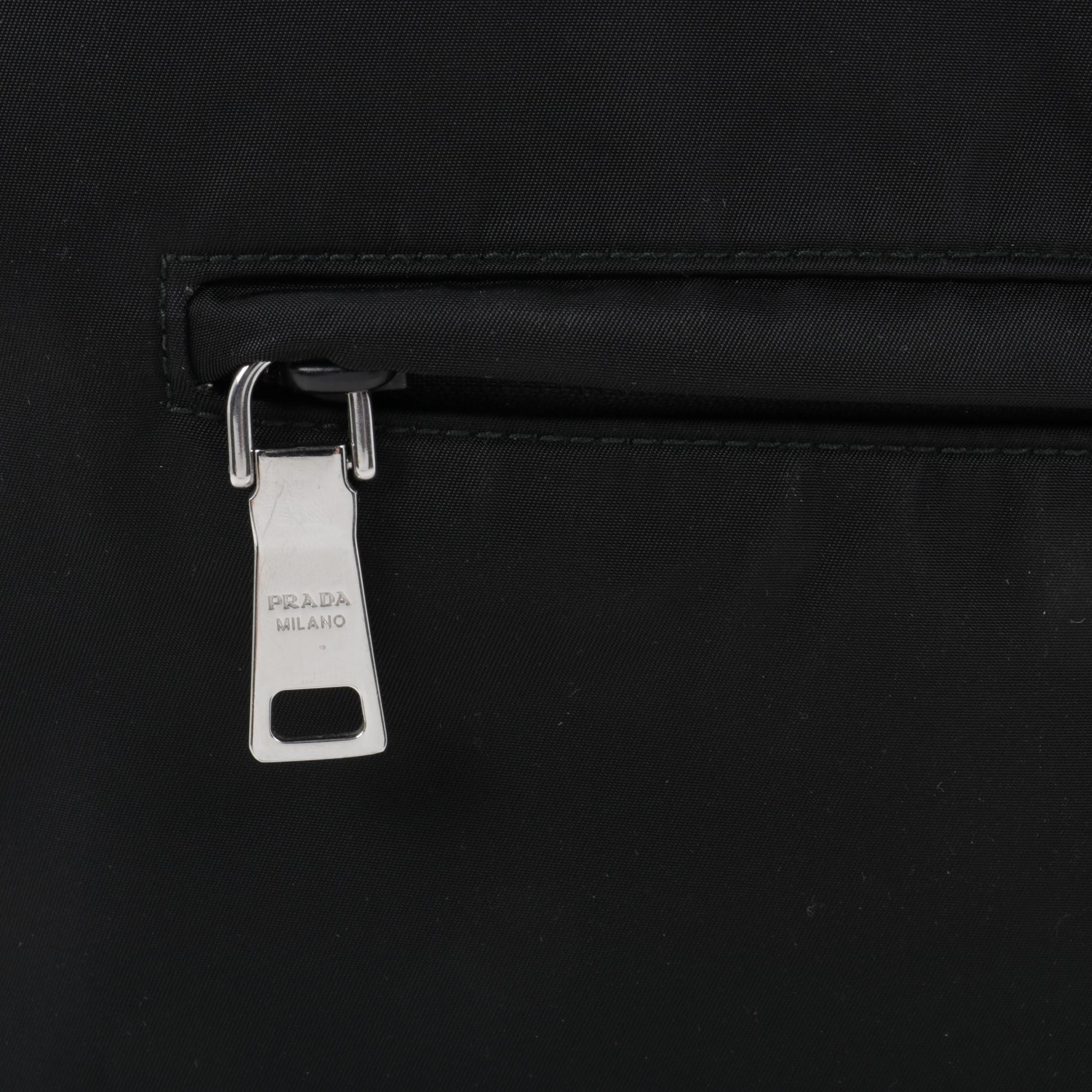 Prada Large Technical Zip Hobo Bag in Black Tessuto Nylon