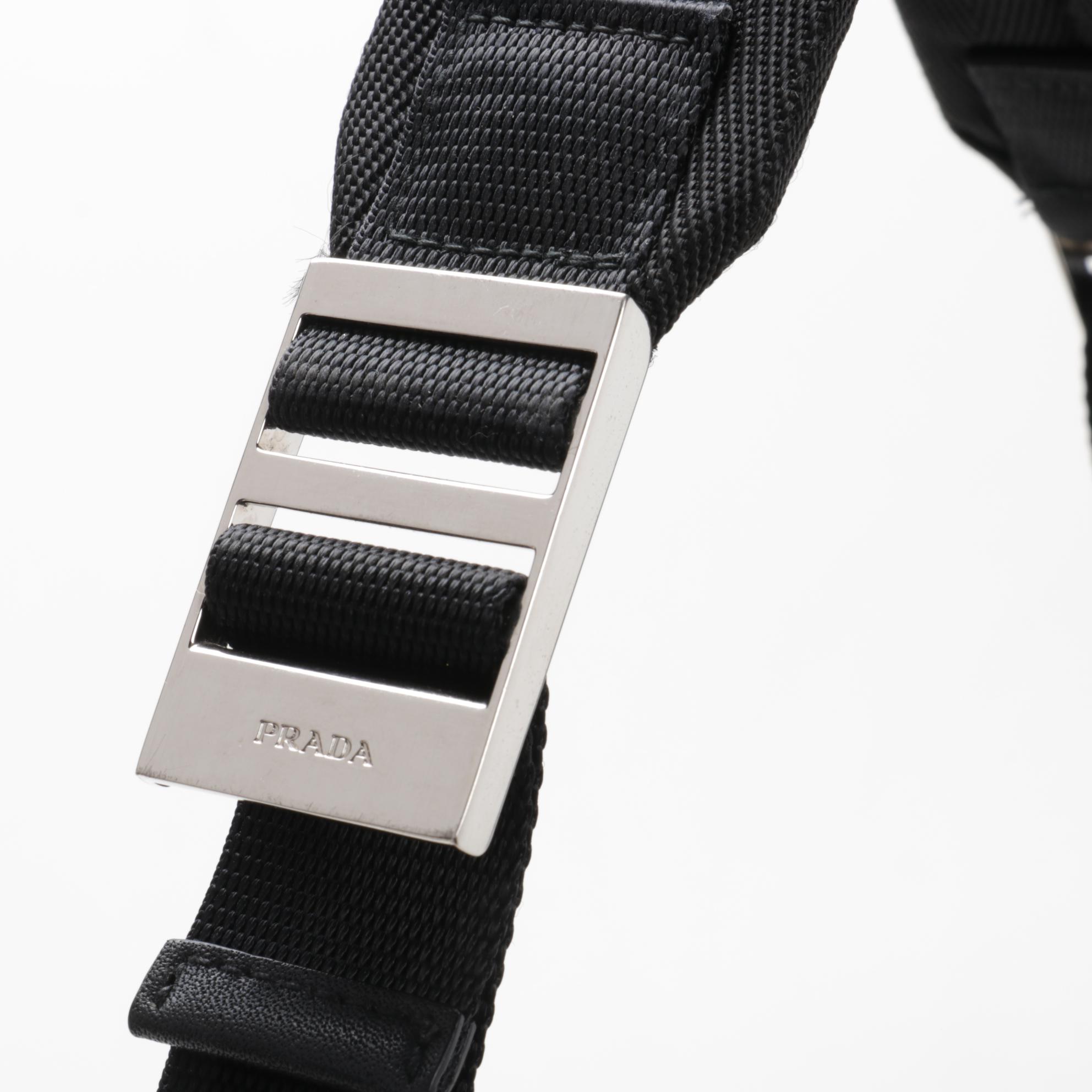 Prada Large Technical Zip Hobo Bag in Black Tessuto Nylon