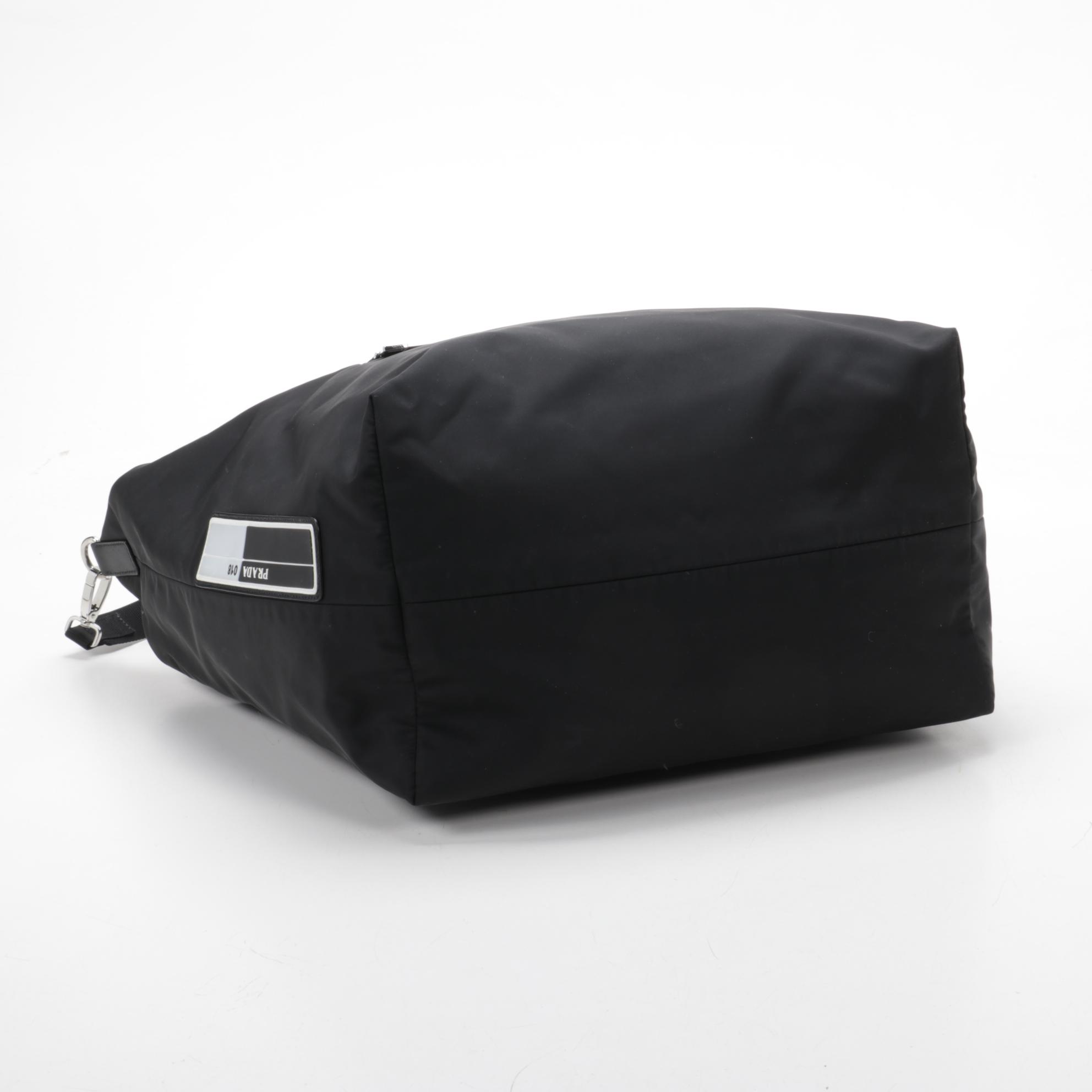 Prada Large Technical Zip Hobo Bag in Black Tessuto Nylon