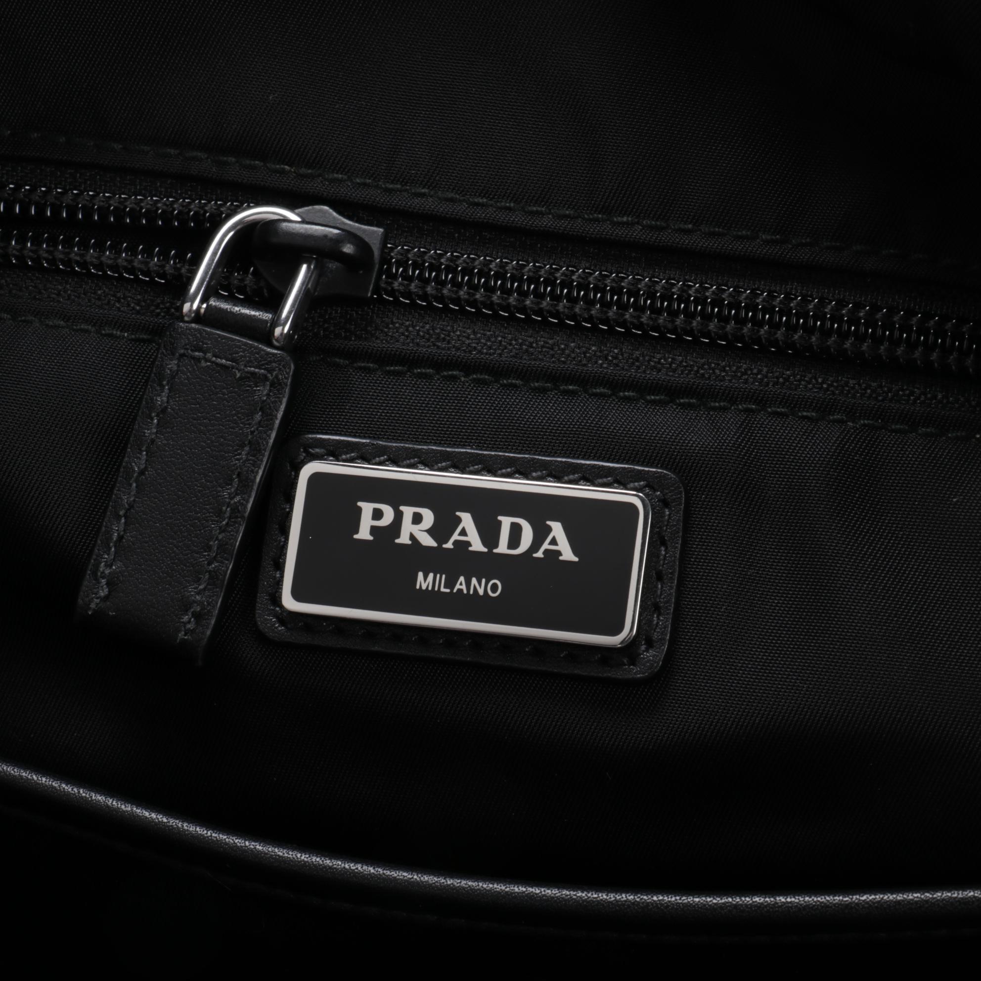 Prada Large Technical Zip Hobo Bag in Black Tessuto Nylon