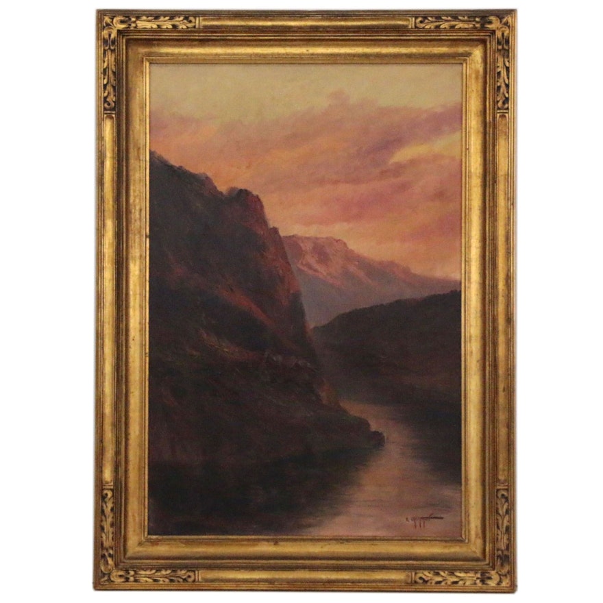 Eugene Califano Oil Painting of Western Landscape, Early to Mid 20th Century