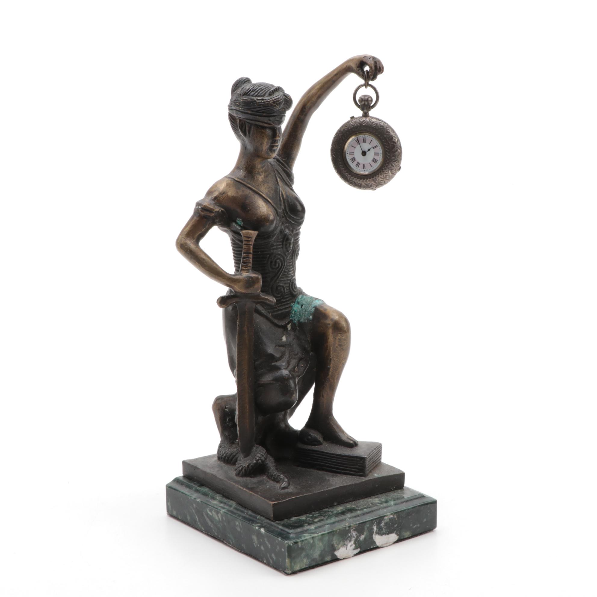 Palama Blind Lady Justice Bronze Statue with Pocket Watch