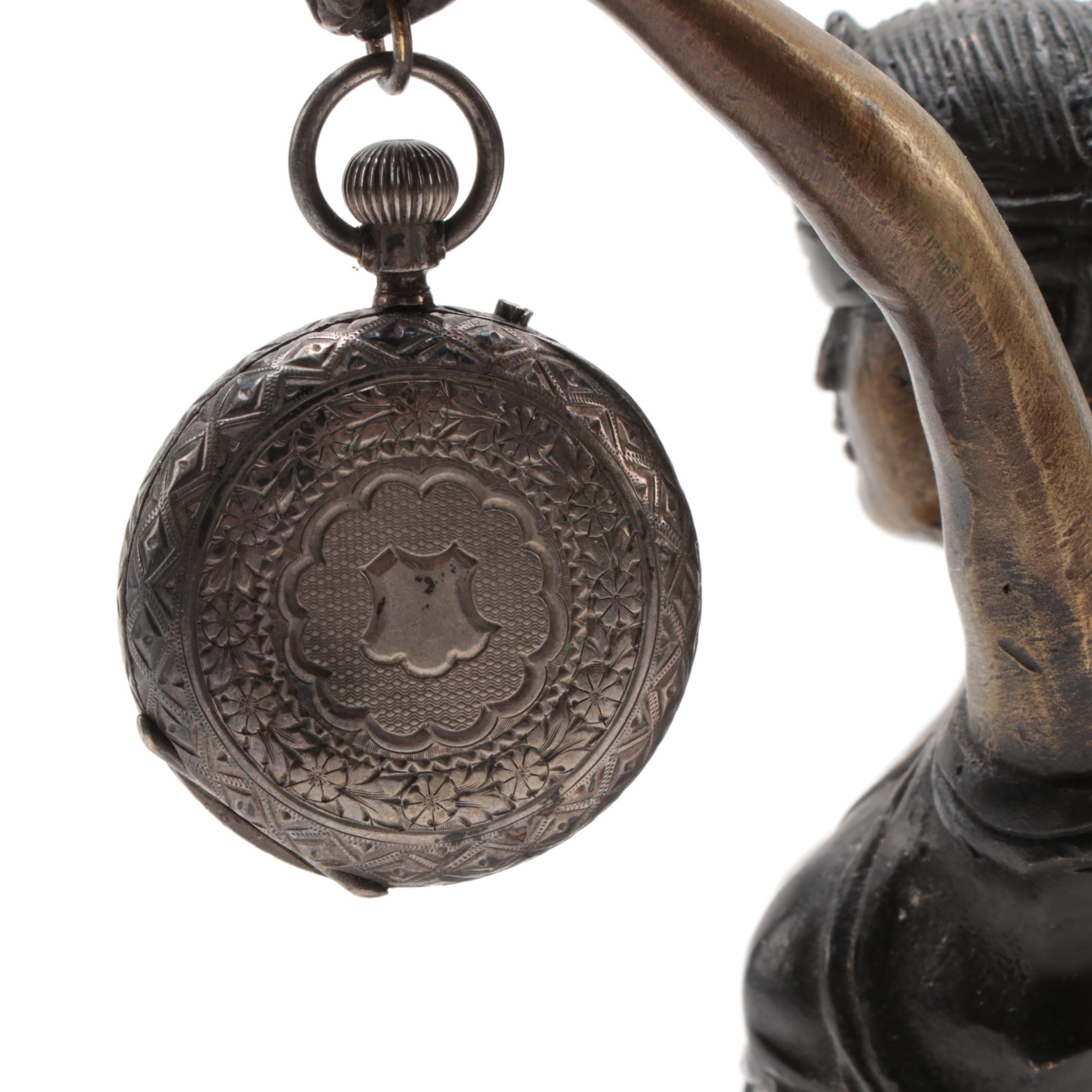 Palama Blind Lady Justice Bronze Statue with Pocket Watch