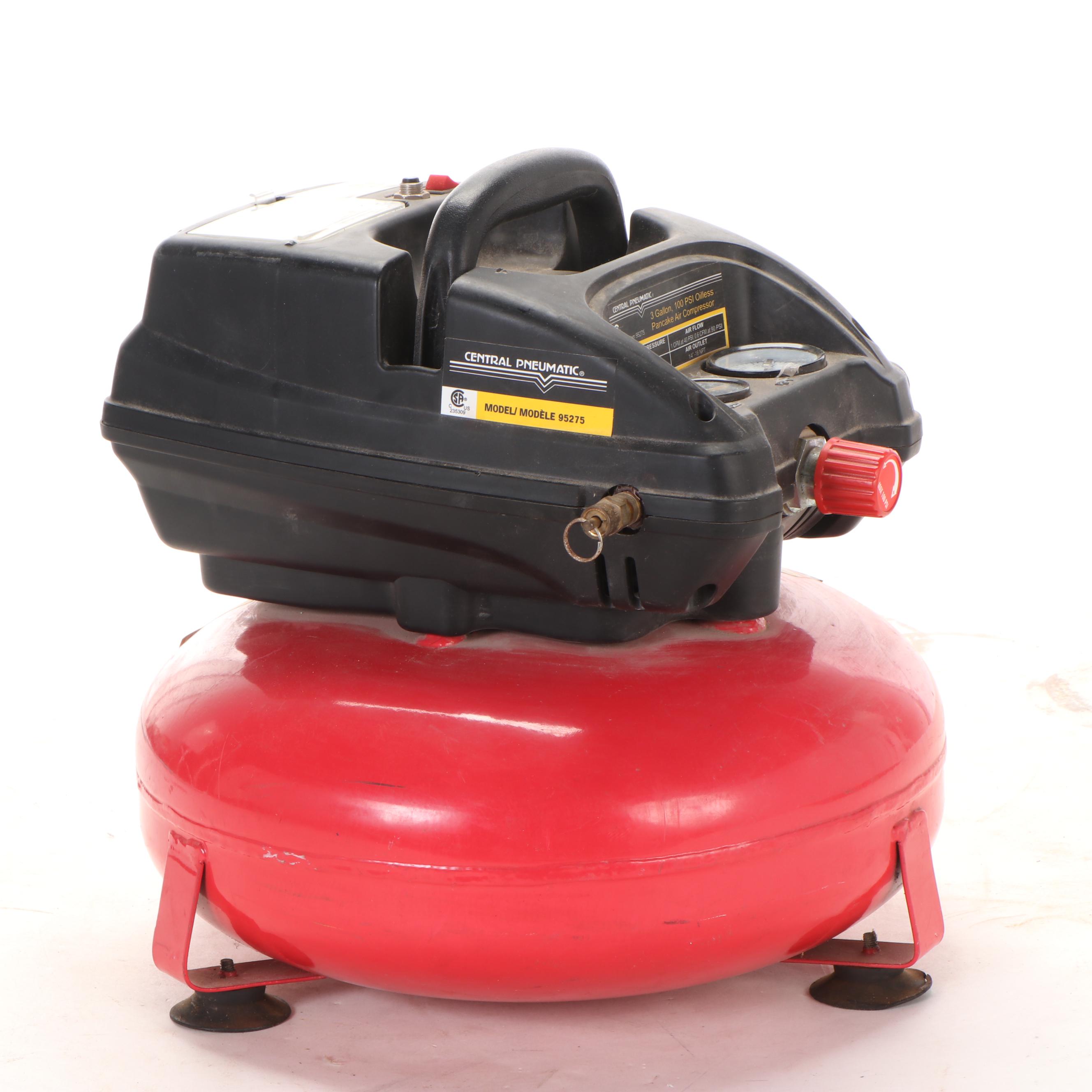 Central Pneumatic 3 Gallon, 100 PSI Oilless Pancake Air Compressor