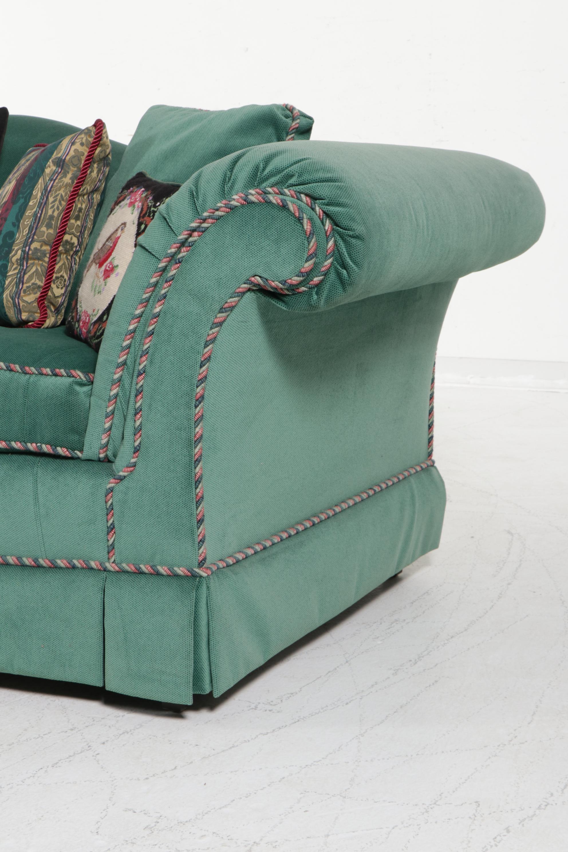 Fairfield Velvet Upholstered Camelback Sofa, Late 20th Century