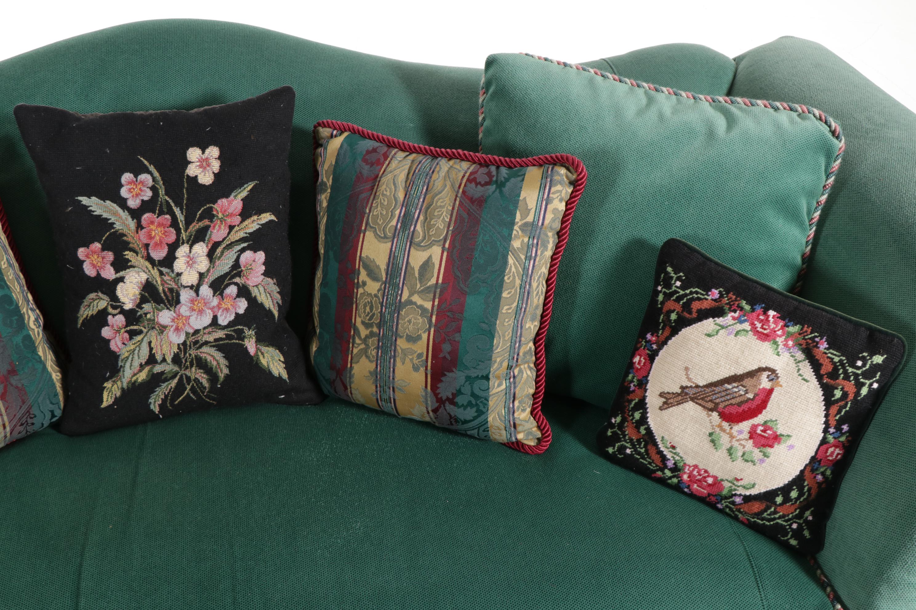 Fairfield Velvet Upholstered Camelback Sofa, Late 20th Century