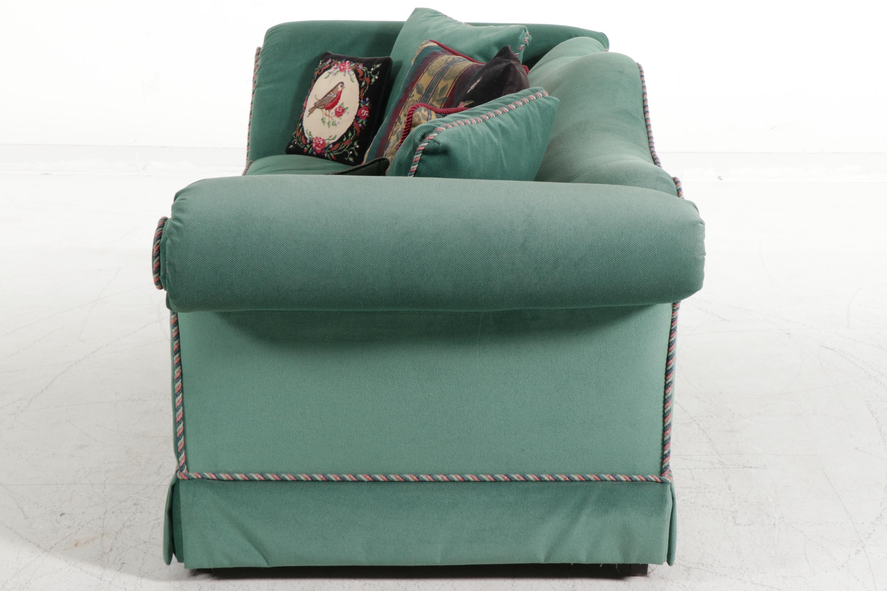 Fairfield Velvet Upholstered Camelback Sofa, Late 20th Century