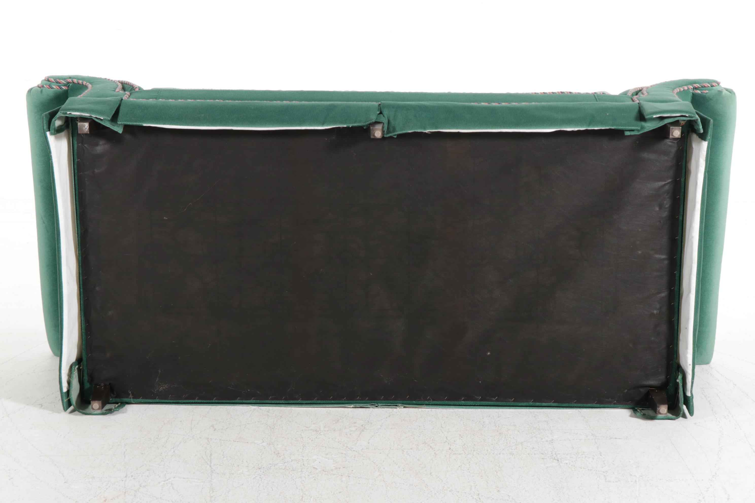 Fairfield Velvet Upholstered Camelback Sofa, Late 20th Century