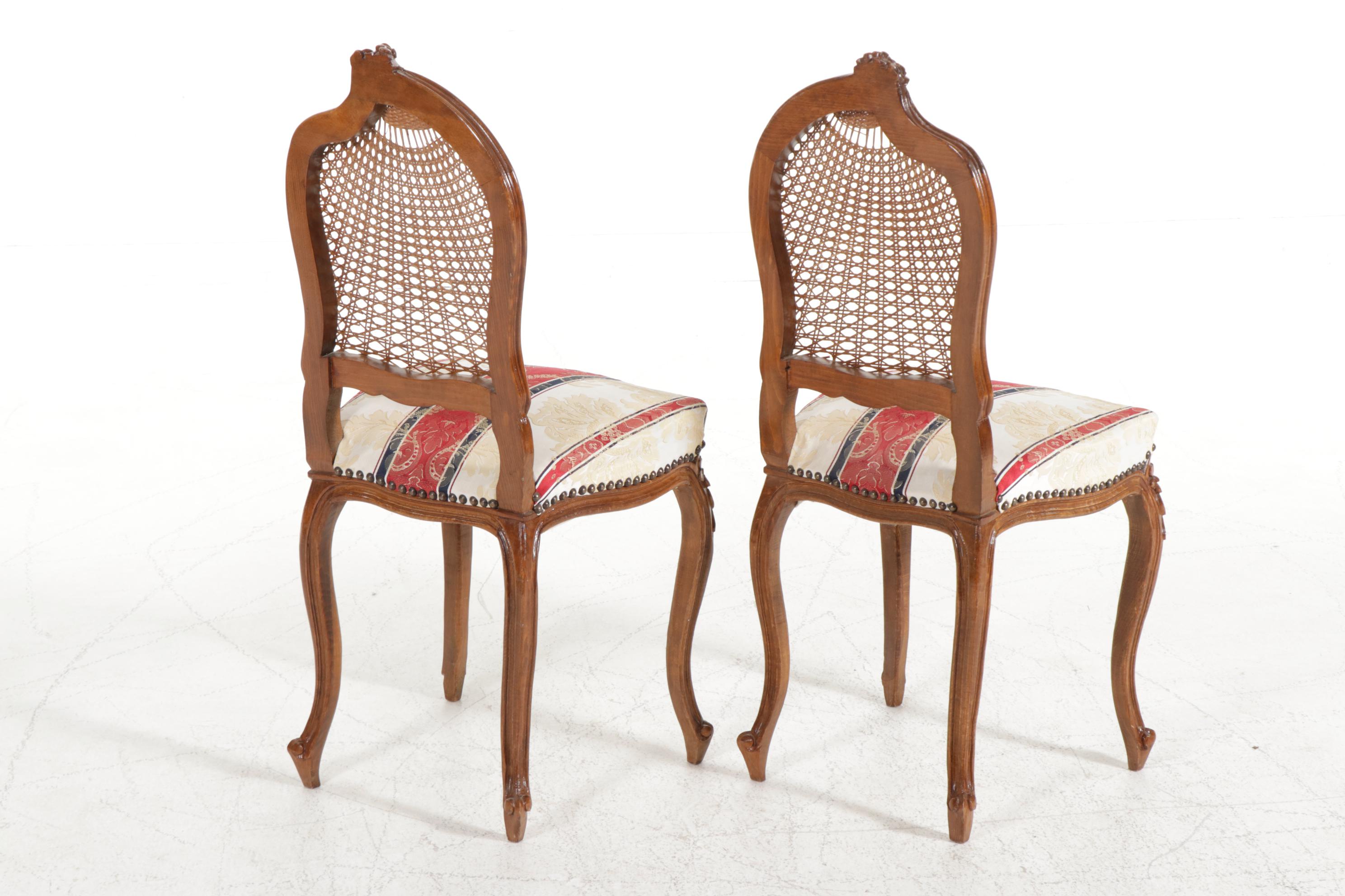Rococo Style Cane Back Side Chairs, Late 19th to Early 20th Century