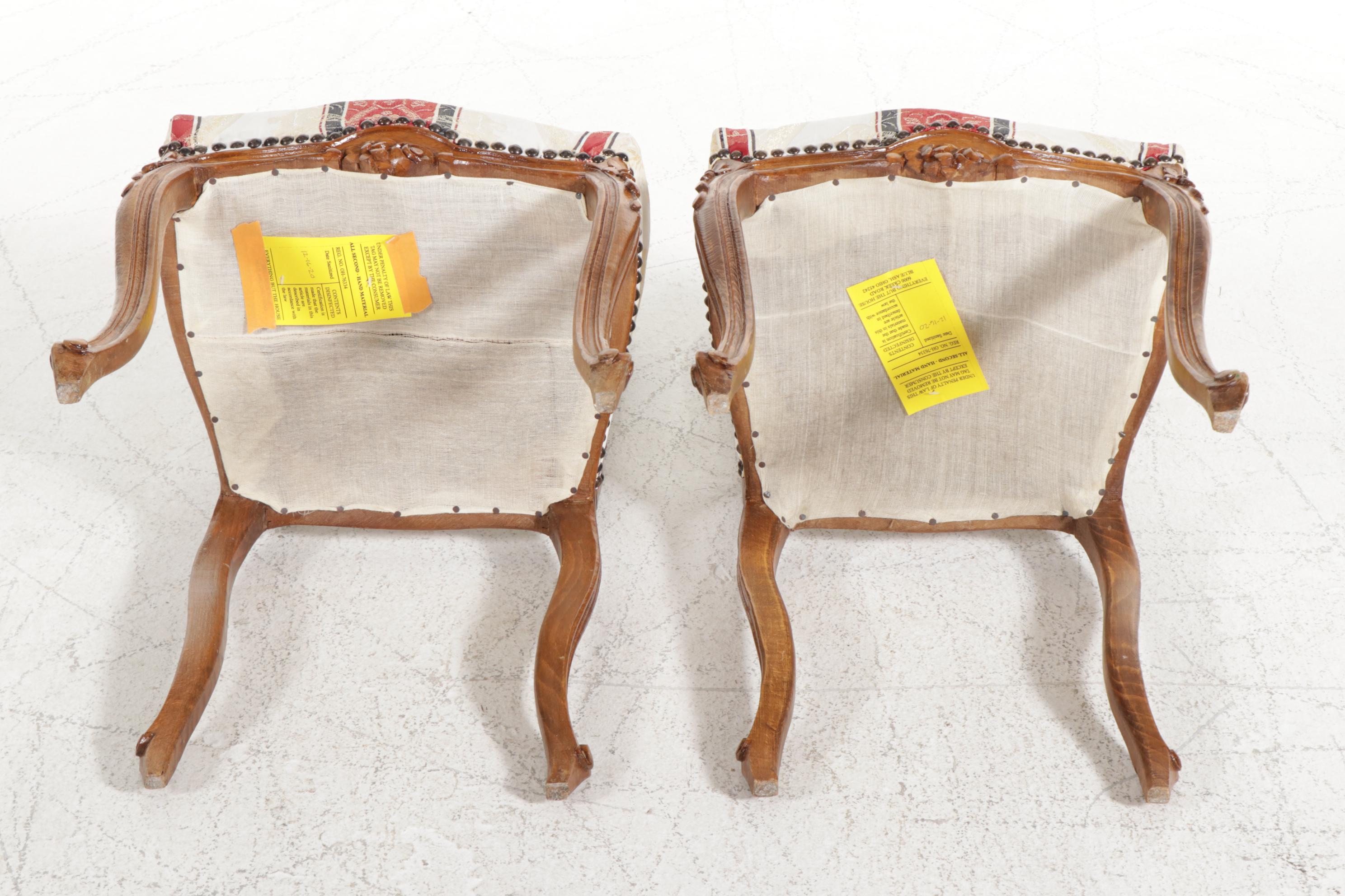 Rococo Style Cane Back Side Chairs, Late 19th to Early 20th Century
