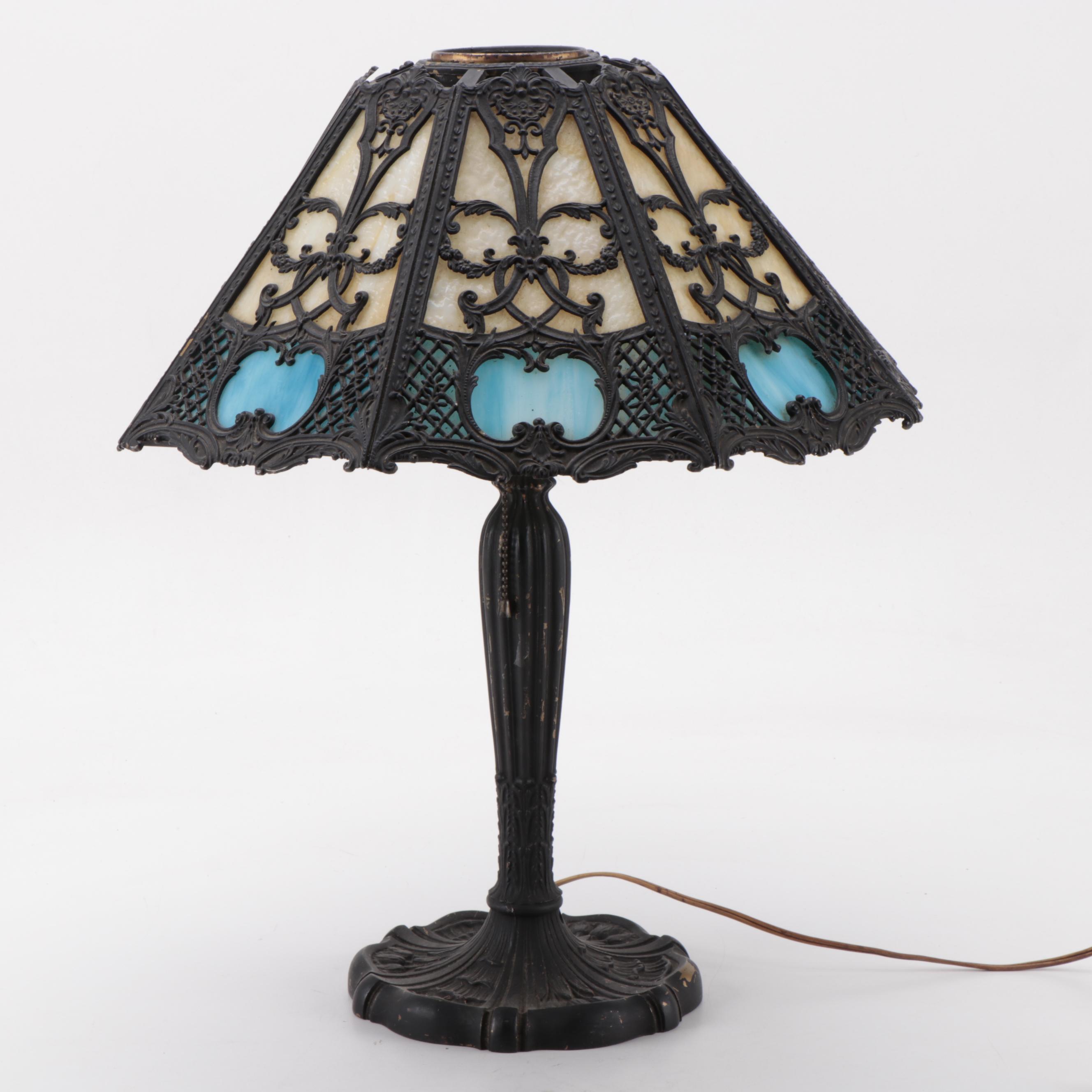 Miller Lamp Company Slag Glass Pattern No. 232 Table Lamp, Early 20th C