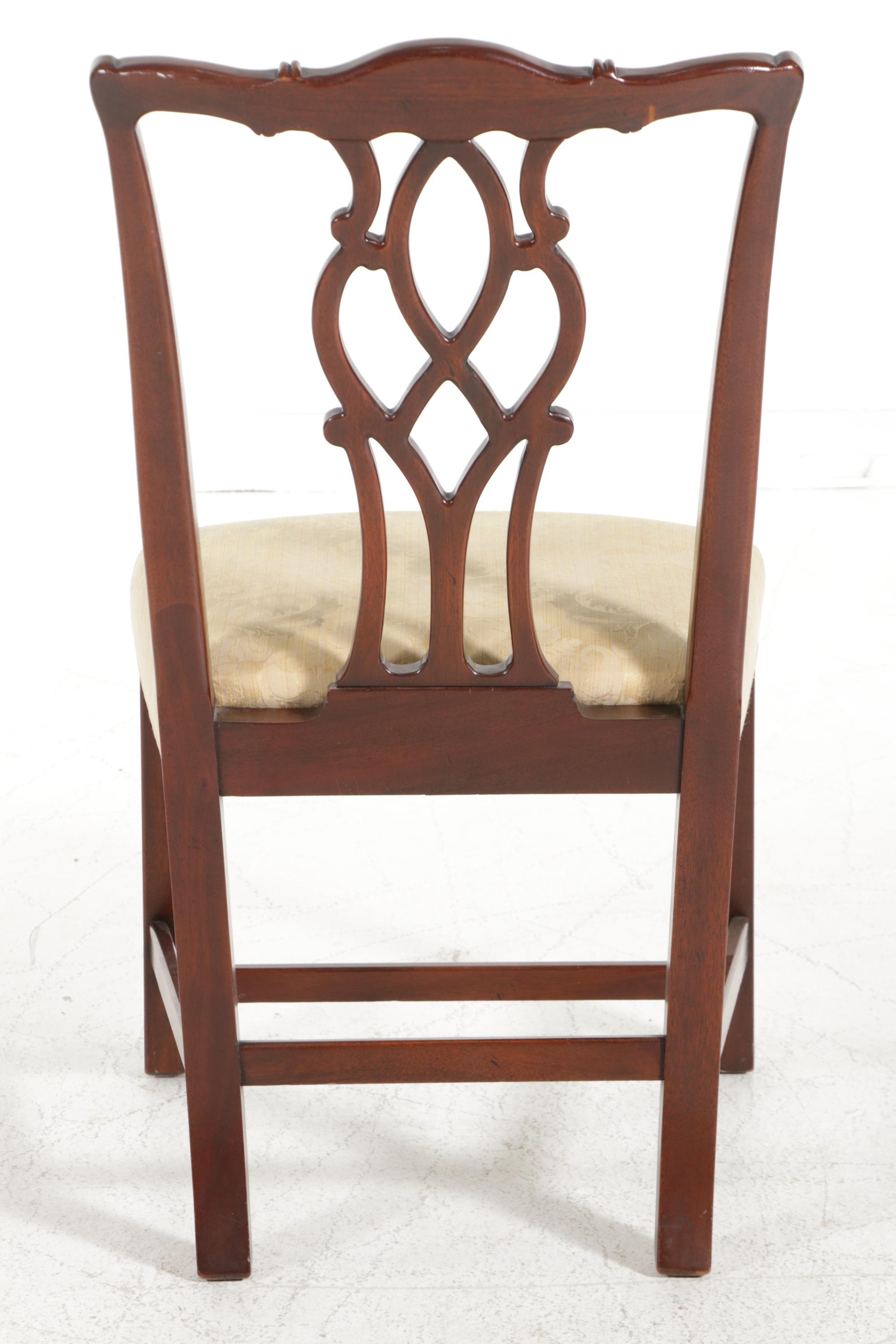 Kindel Mahogany Chippendale Style Dining Chairs, Late 20th Century