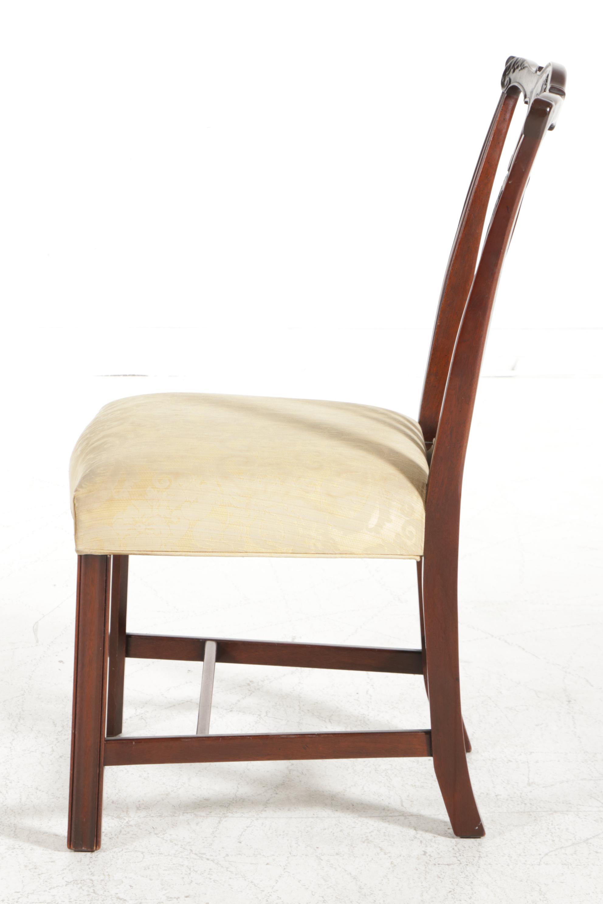 Kindel Mahogany Chippendale Style Dining Chairs, Late 20th Century