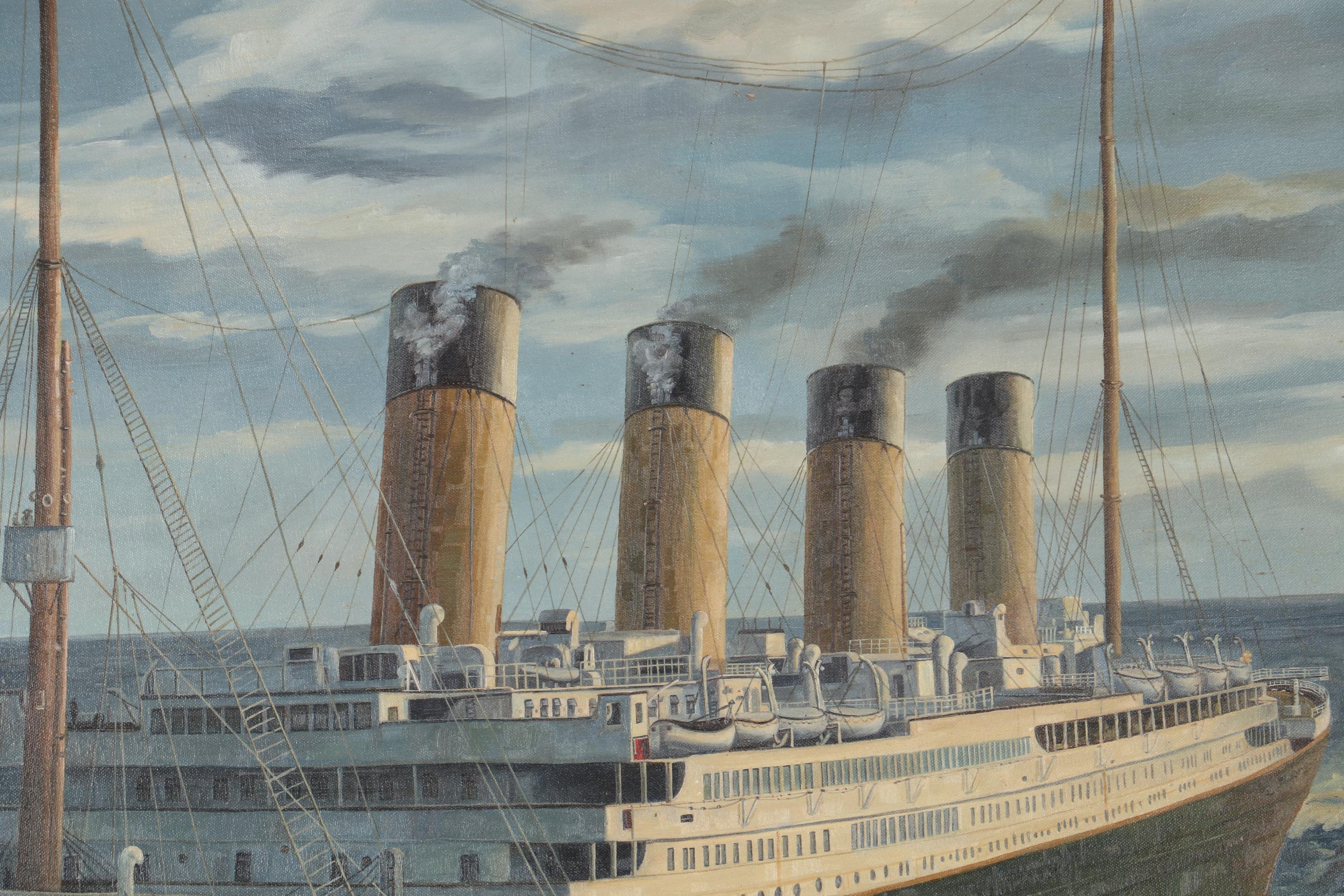 Oil Painting "Titanic," Late 20th Century