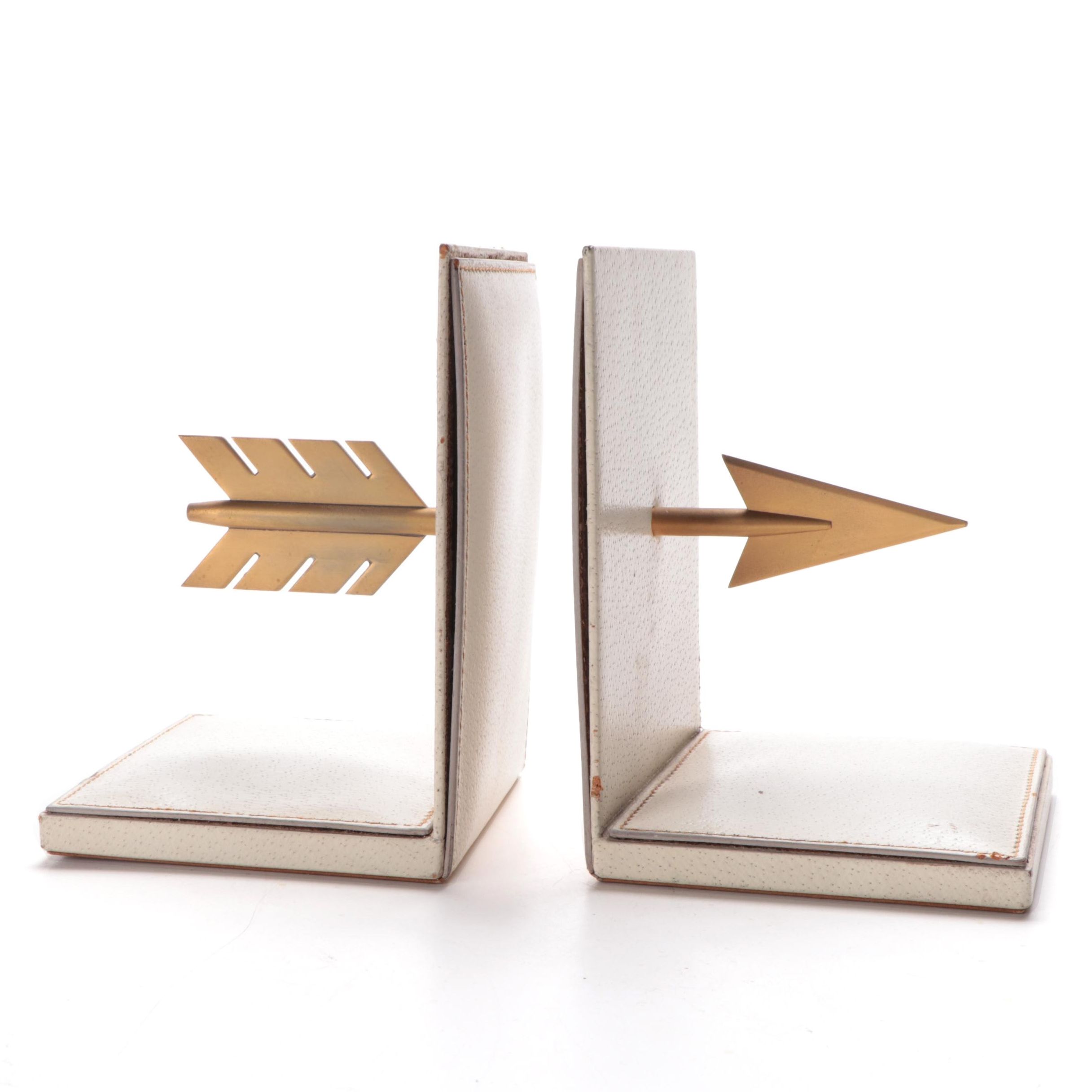 Pair of Ditta Raimondi di Pettinaroli Leather and Gilt Metal Arrow Bookends