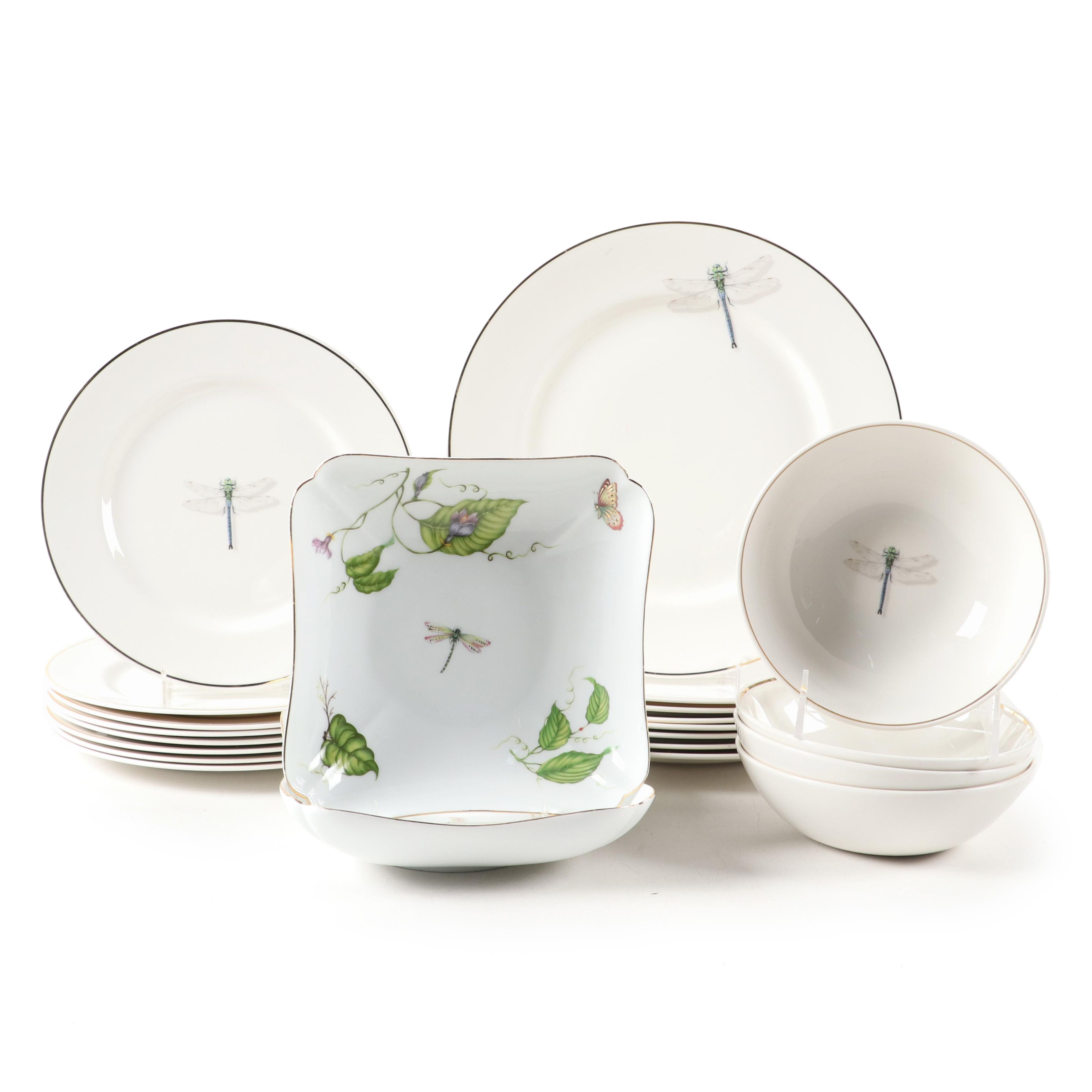 Queen's Dragonfly China Dinnerware and I. Godinger & Co. Porcelain Bowls