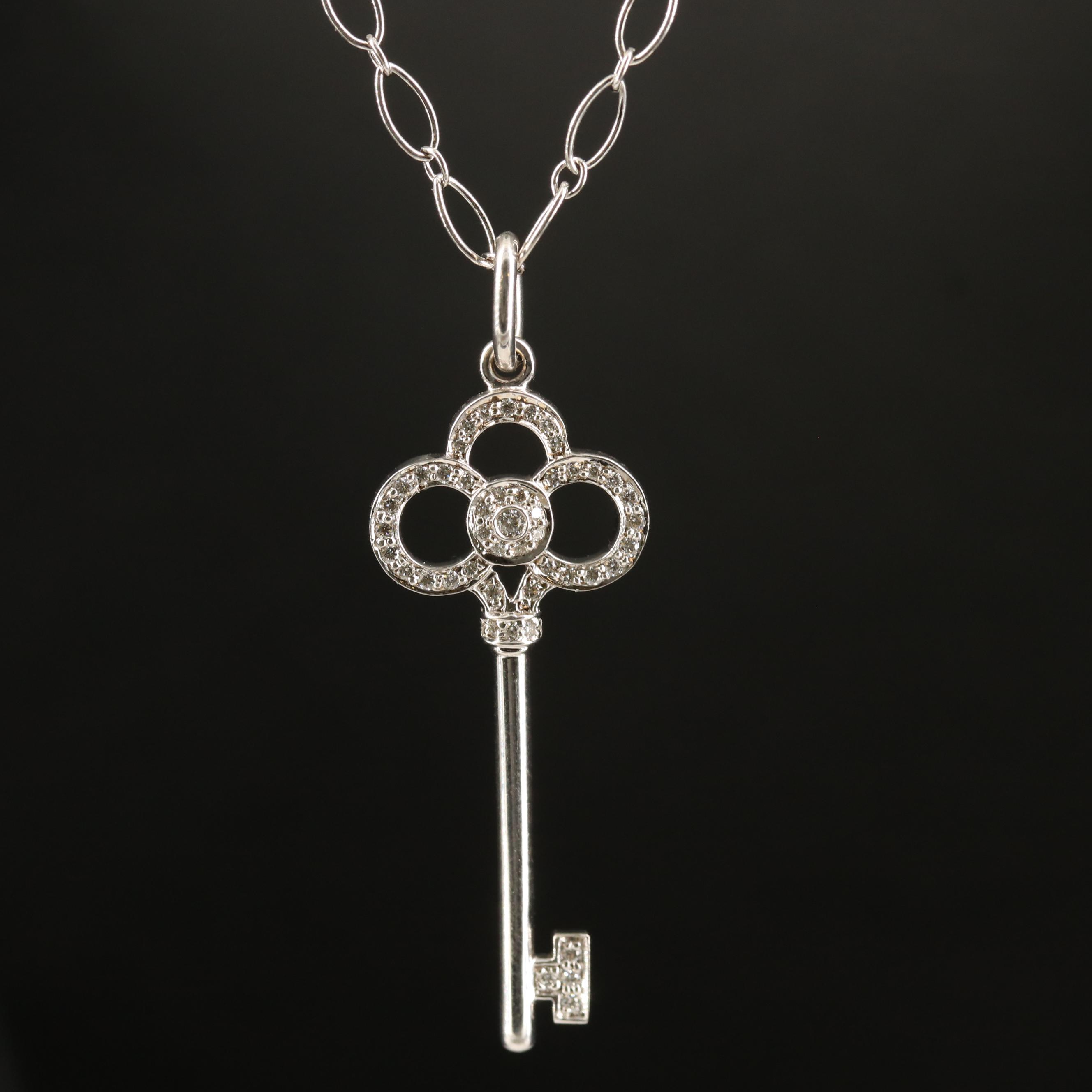 Tiffany & Co. "Crown Key" 18K Diamond Necklace