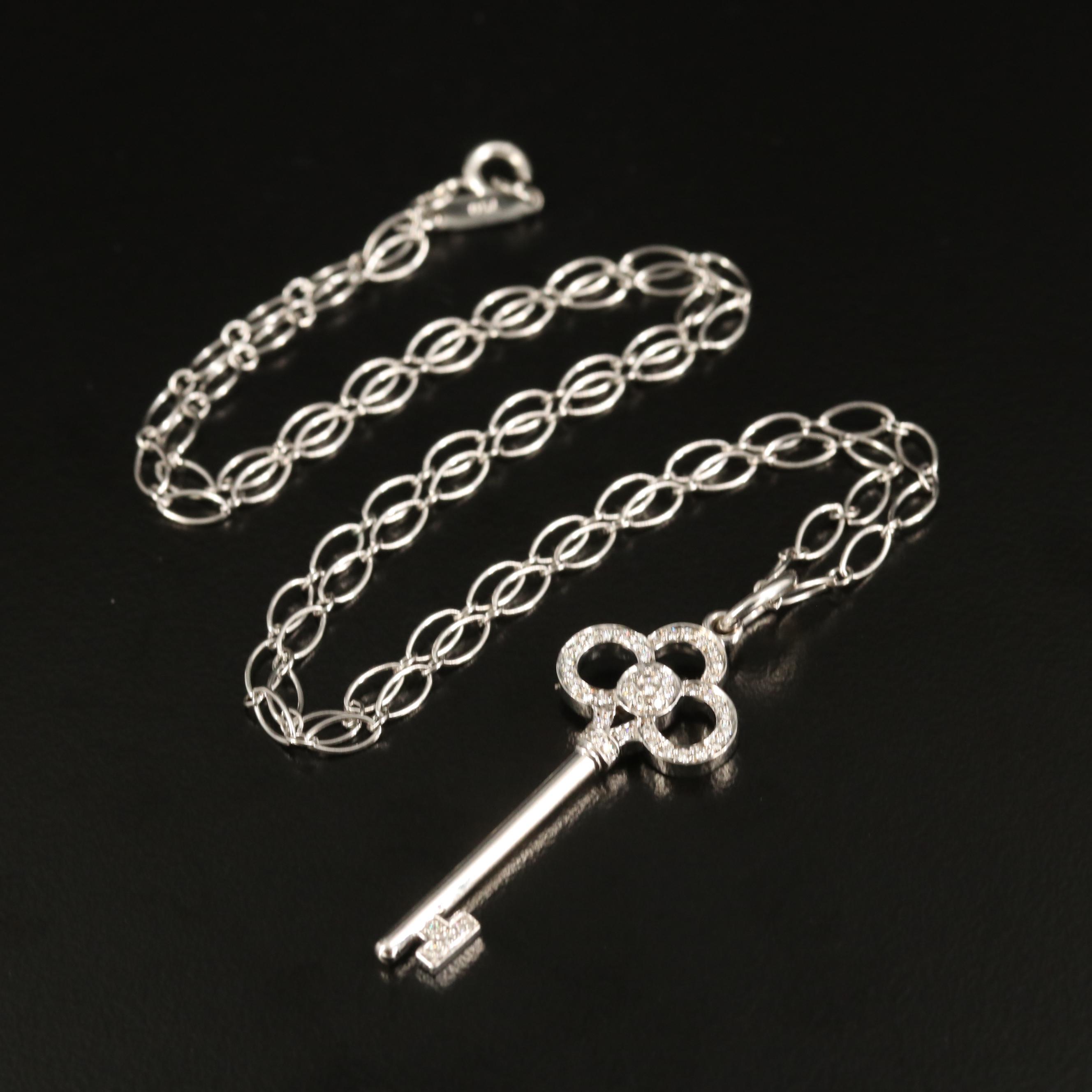 Tiffany & Co. "Crown Key" 18K Diamond Necklace