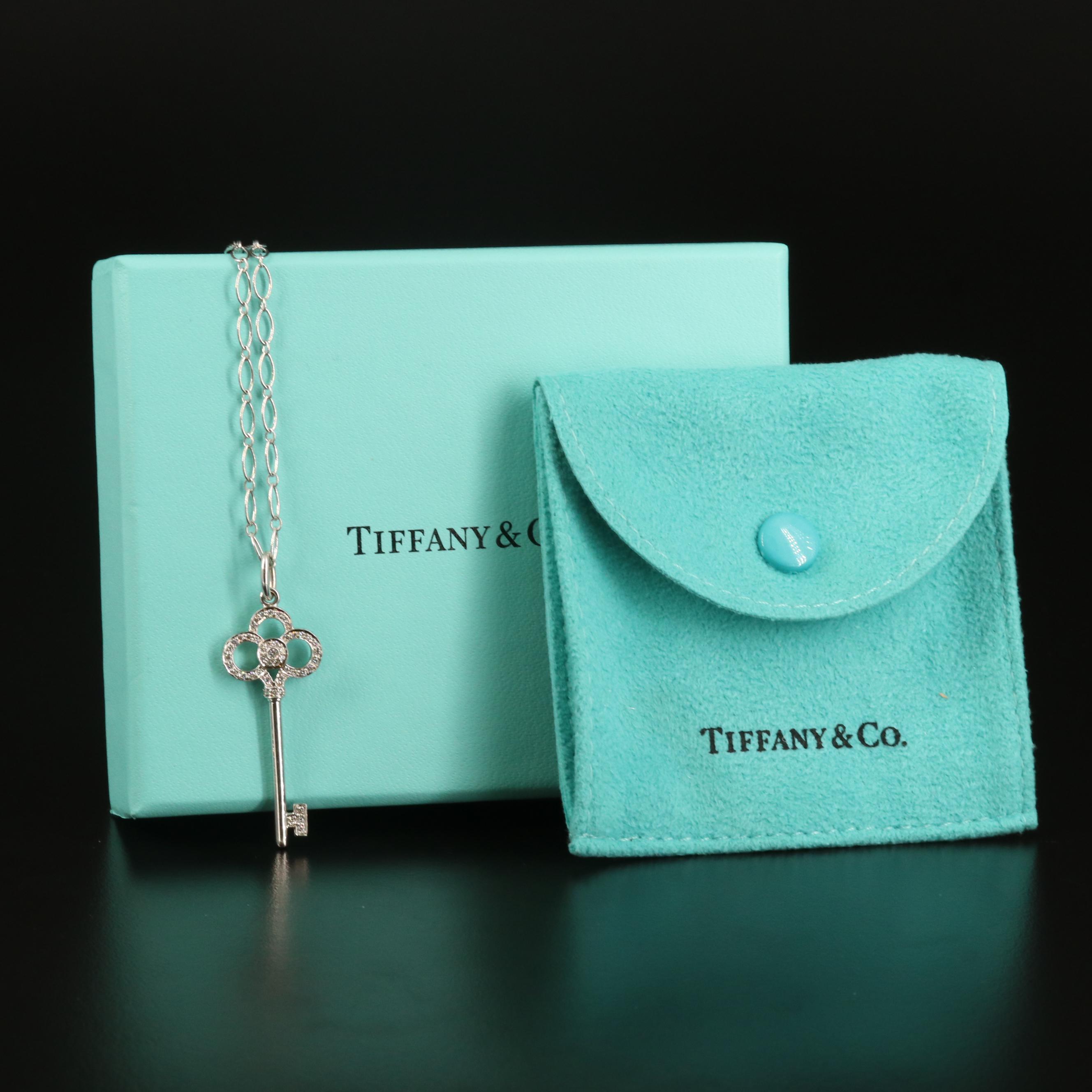 Tiffany & Co. "Crown Key" 18K Diamond Necklace