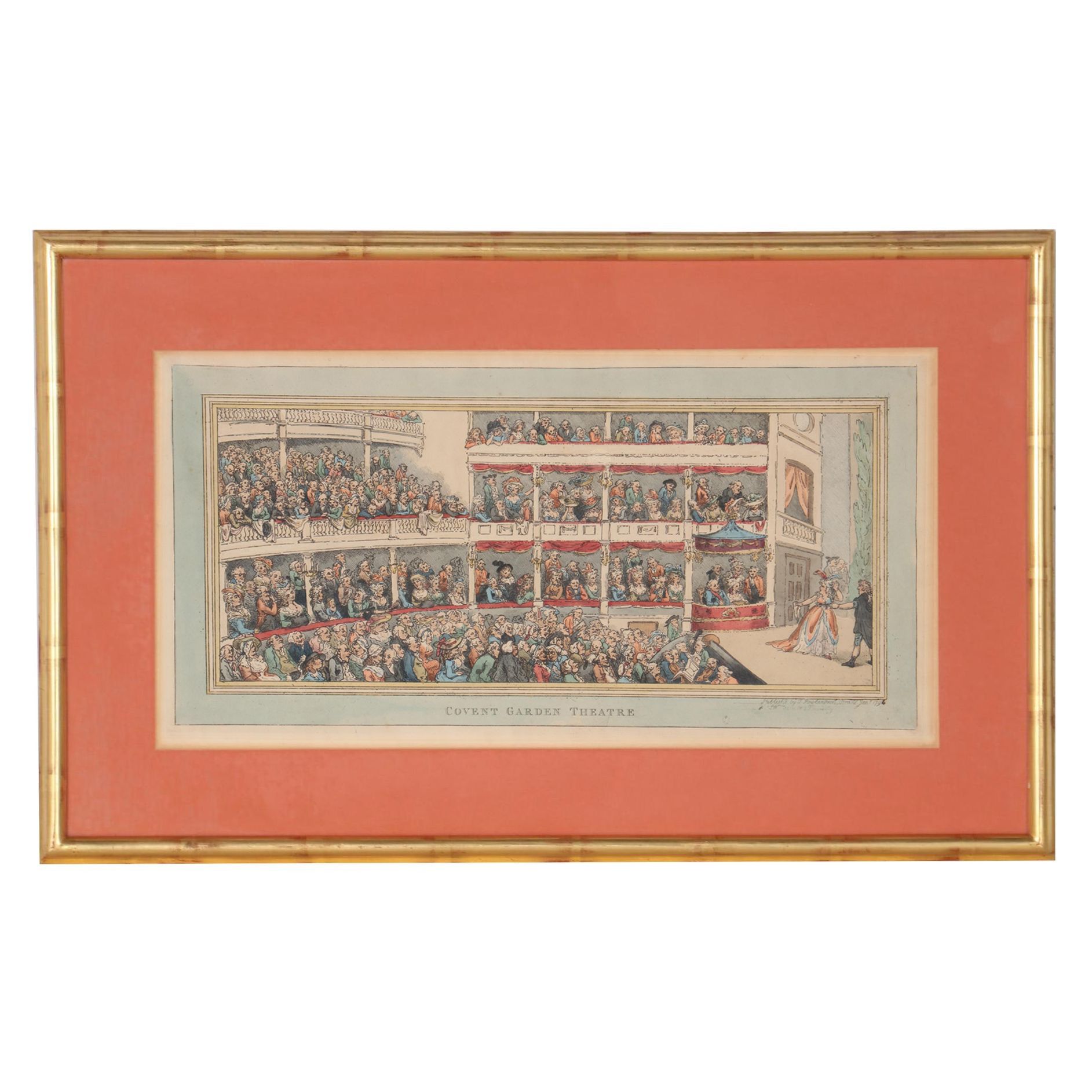 Thomas Rowlandson Etching "Covent Garden Theatre," 18th to 19th Century