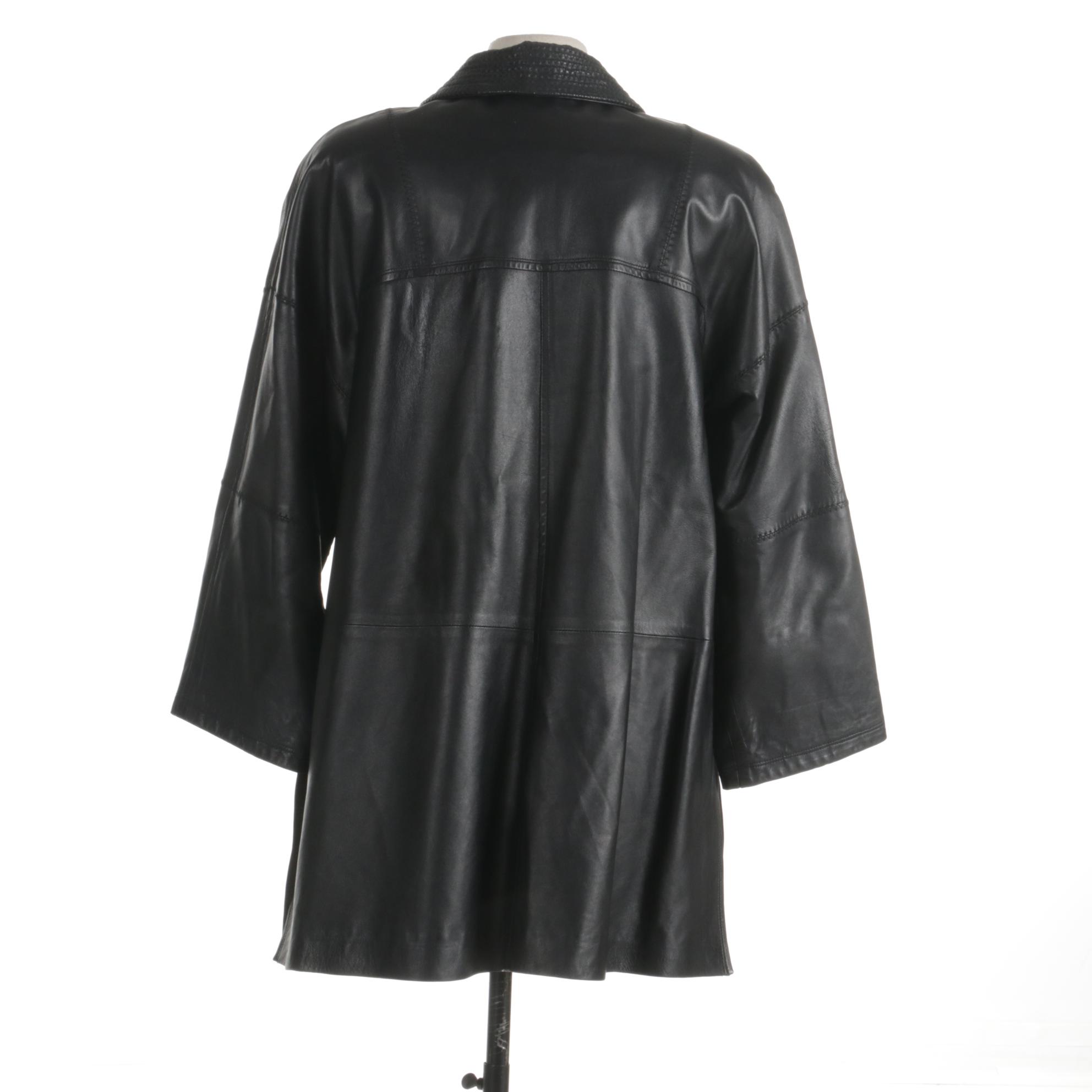 Parri's Italian Leather Jacket with Zig Zag Trim