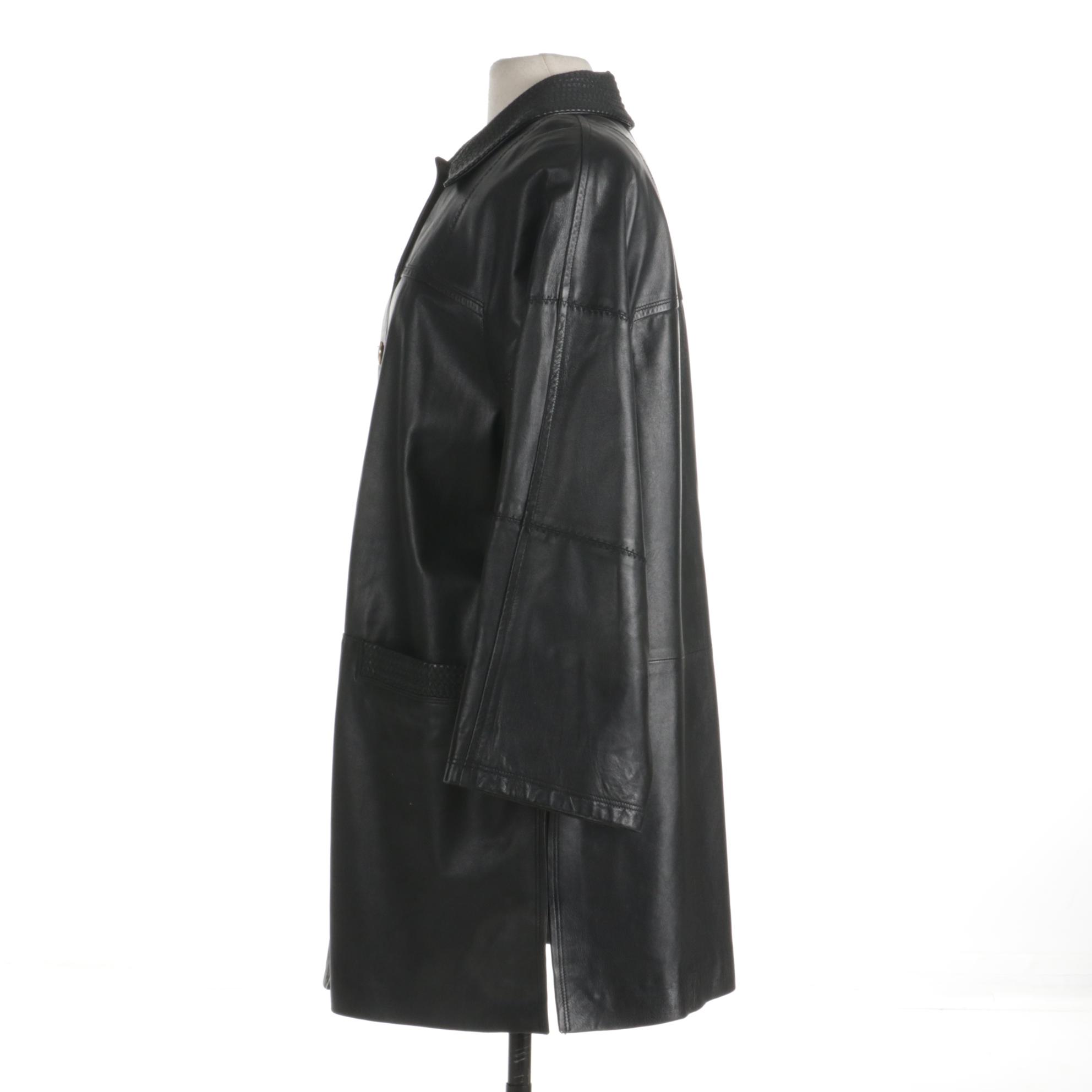 Parri's Italian Leather Jacket with Zig Zag Trim