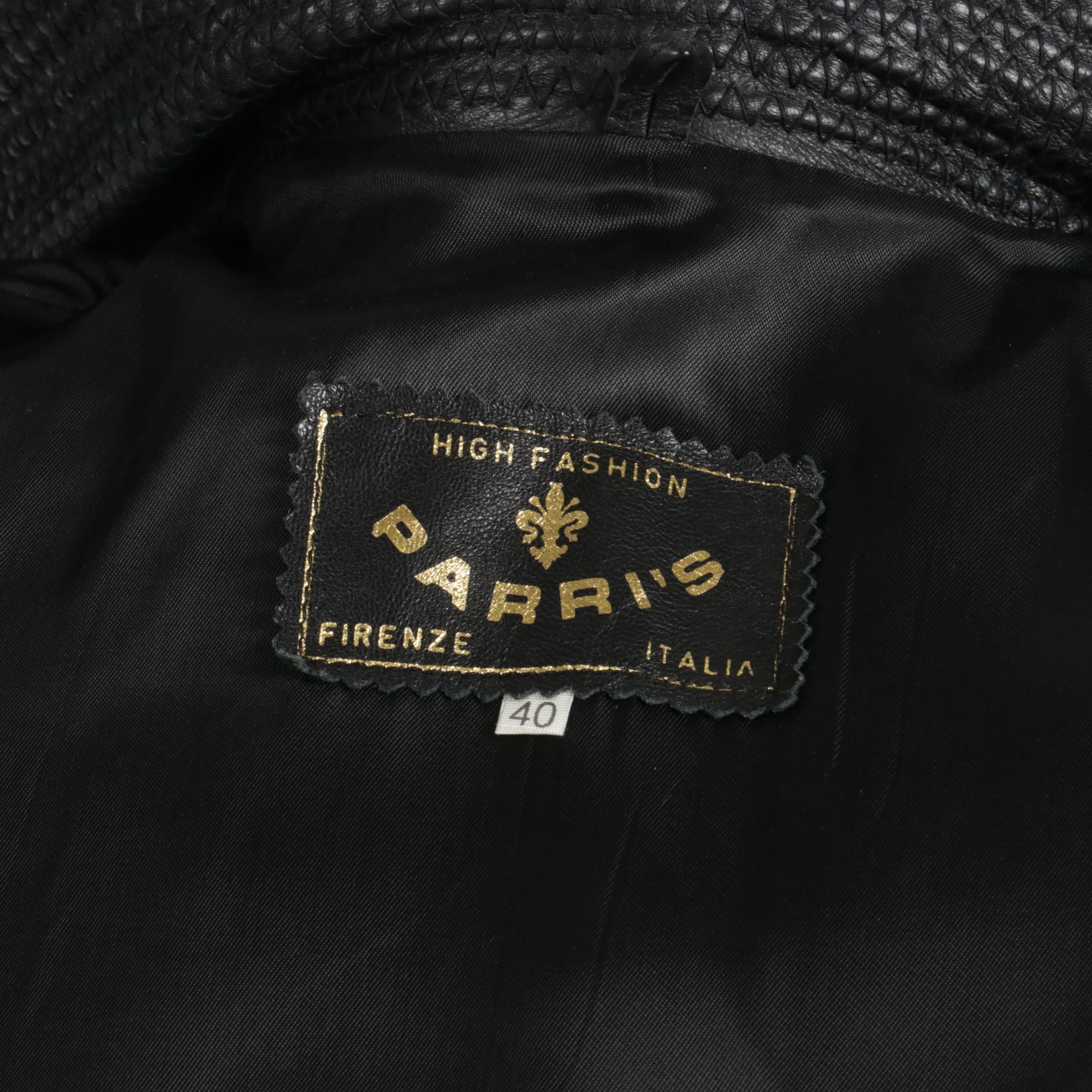 Parri's Italian Leather Jacket with Zig Zag Trim