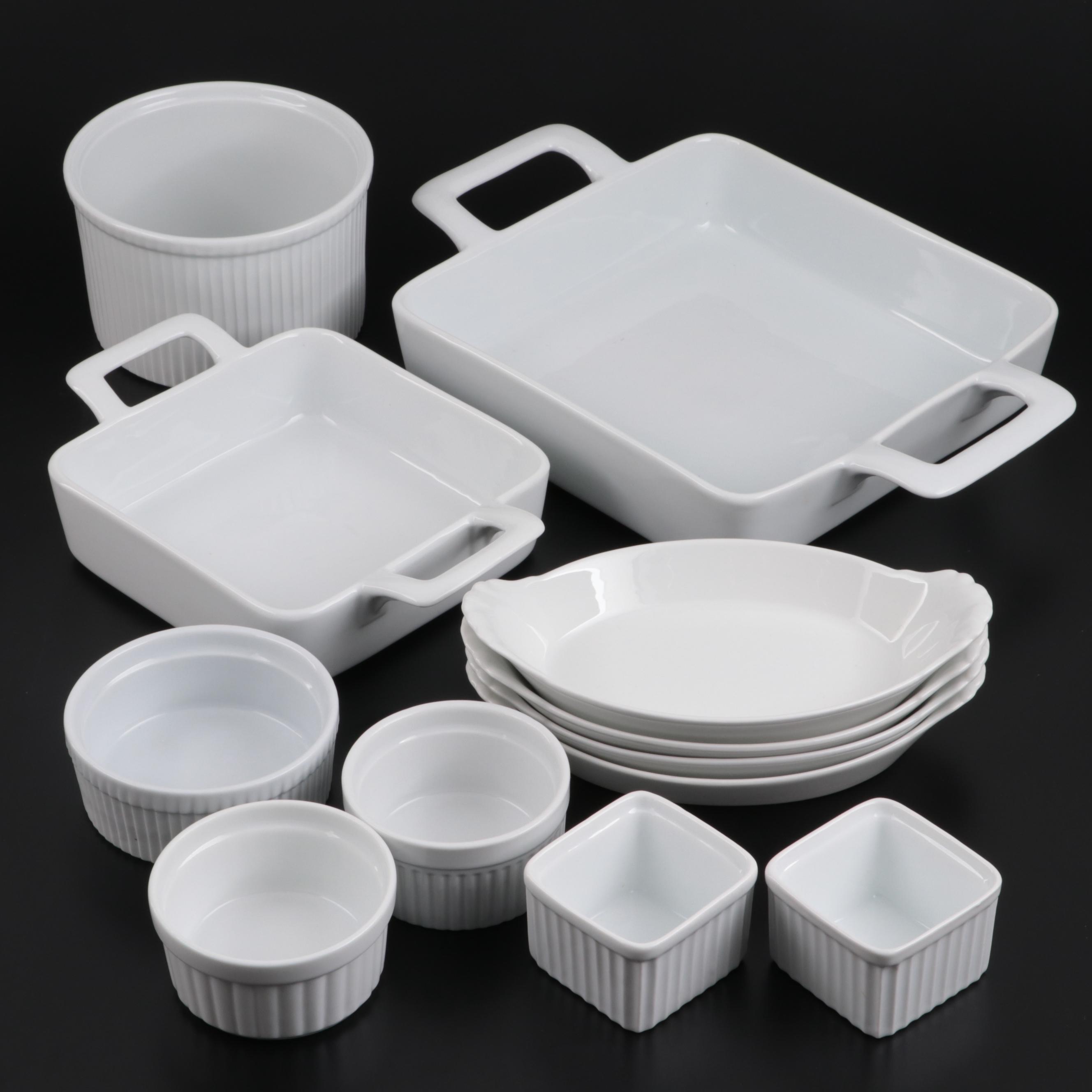 Sur La Table, Pillivuyt, Apilco and HIC White Porcelain Bakeware