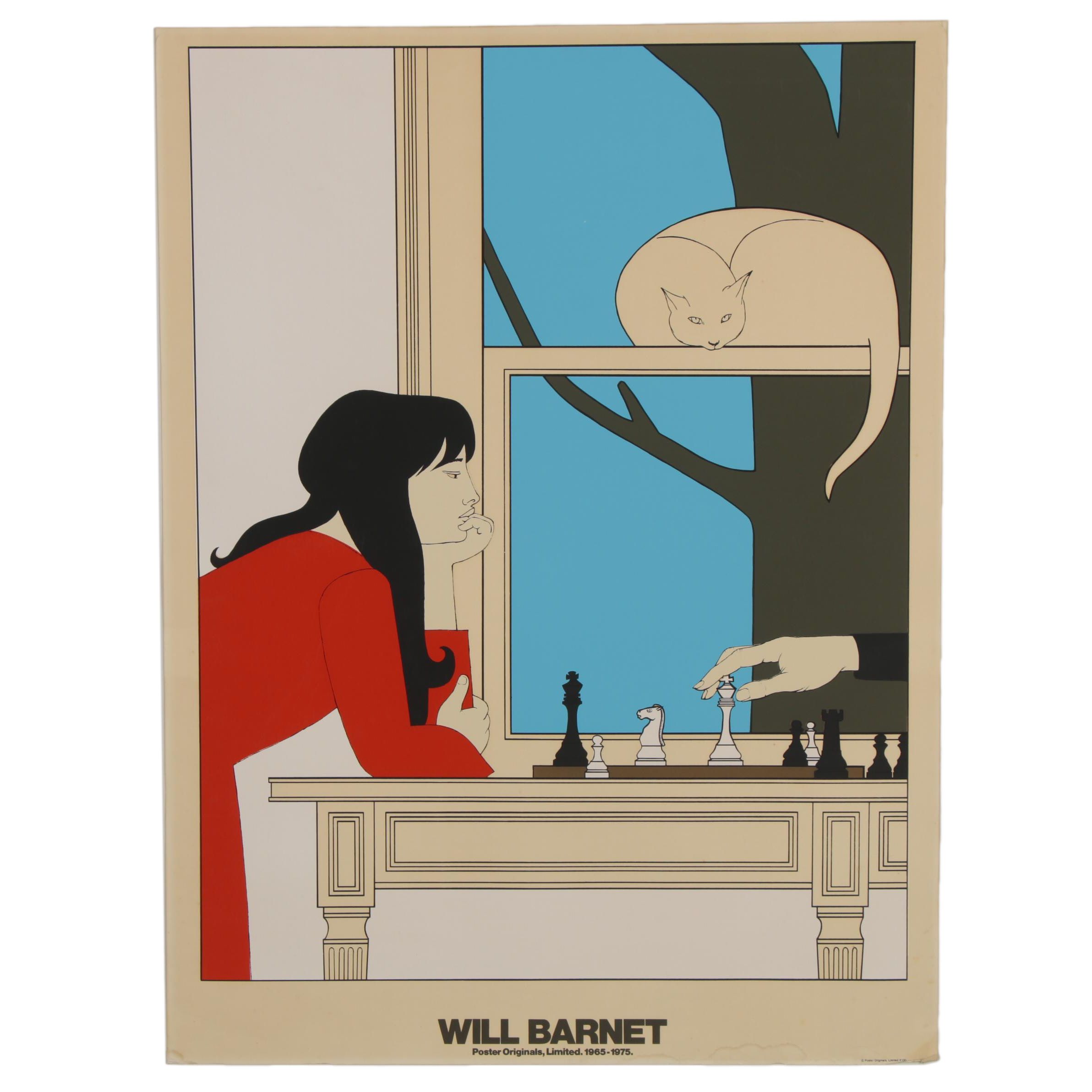 Serigraph Poster after Will Barnet of Chess Match, Late 20th Century