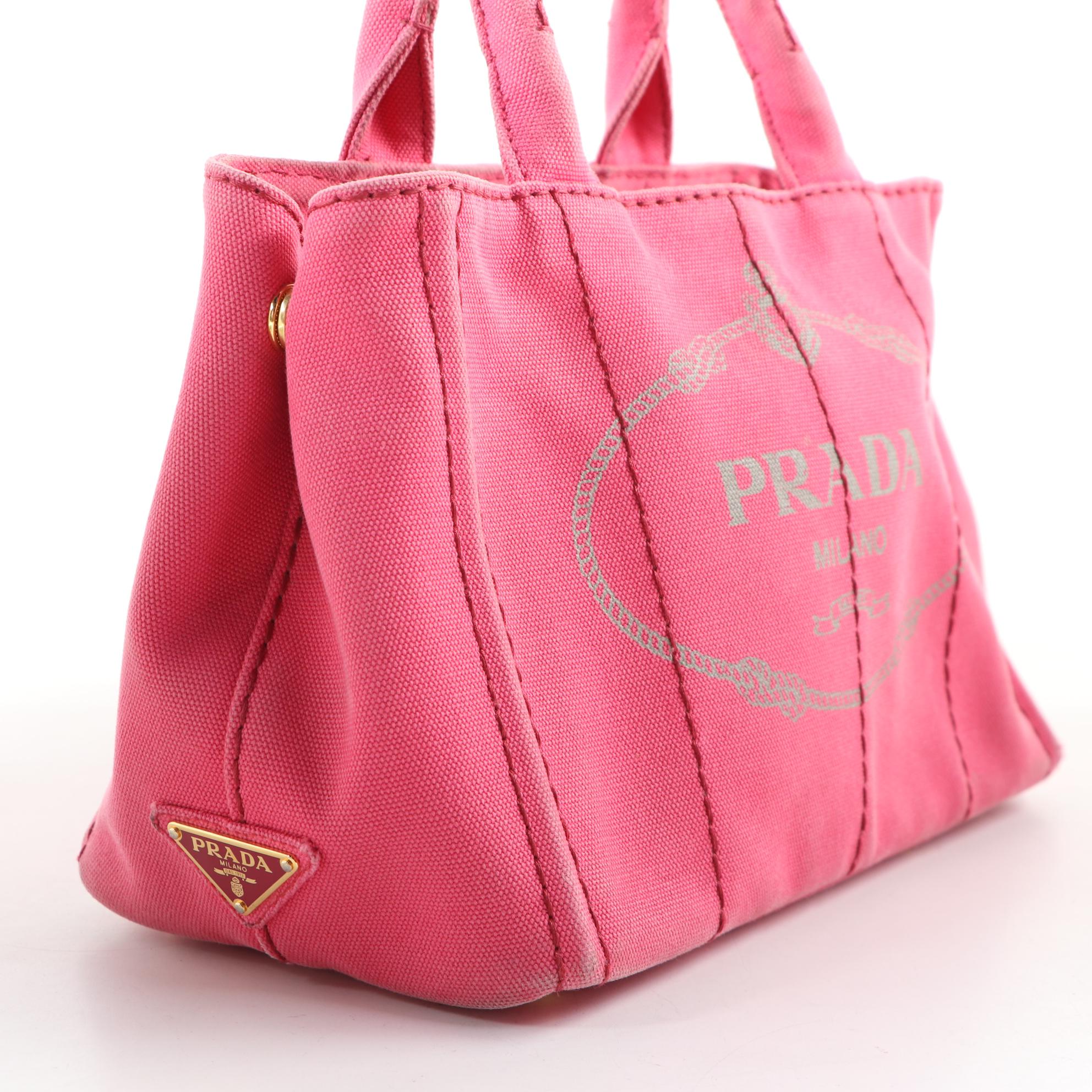 Prada Canopa Logo Garde Tote in Pink Canvas