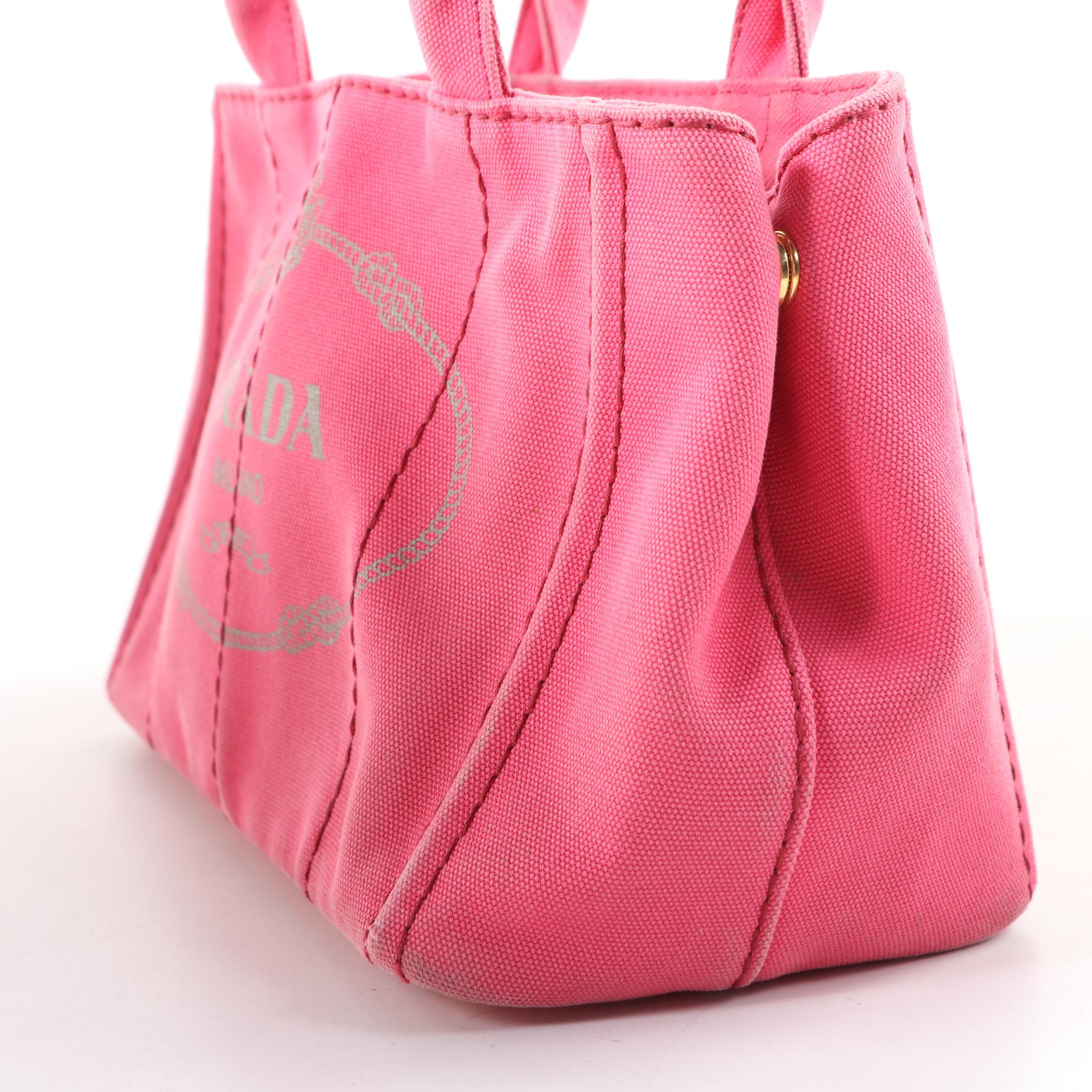 Prada Canopa Logo Garde Tote in Pink Canvas