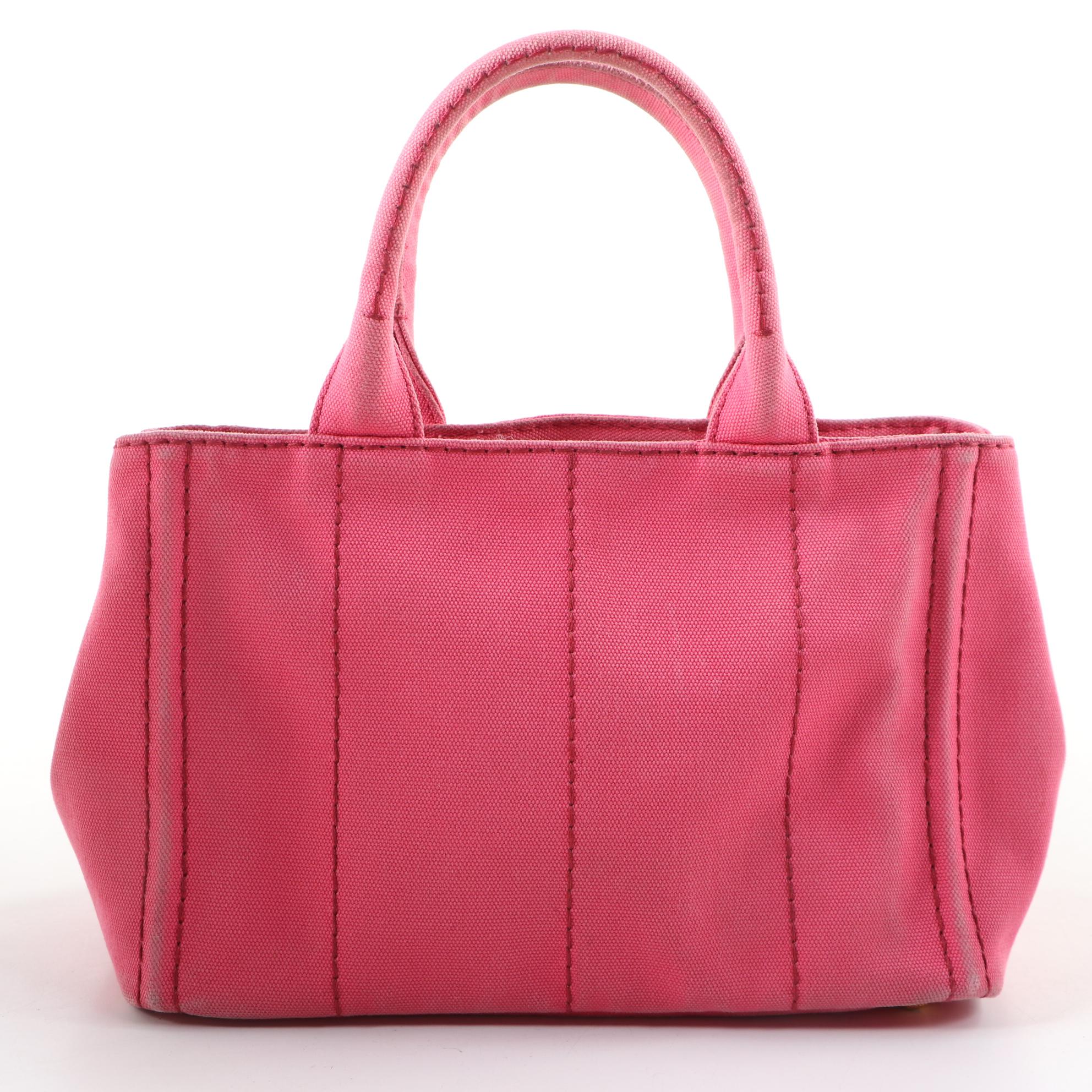 Prada Canopa Logo Garde Tote in Pink Canvas