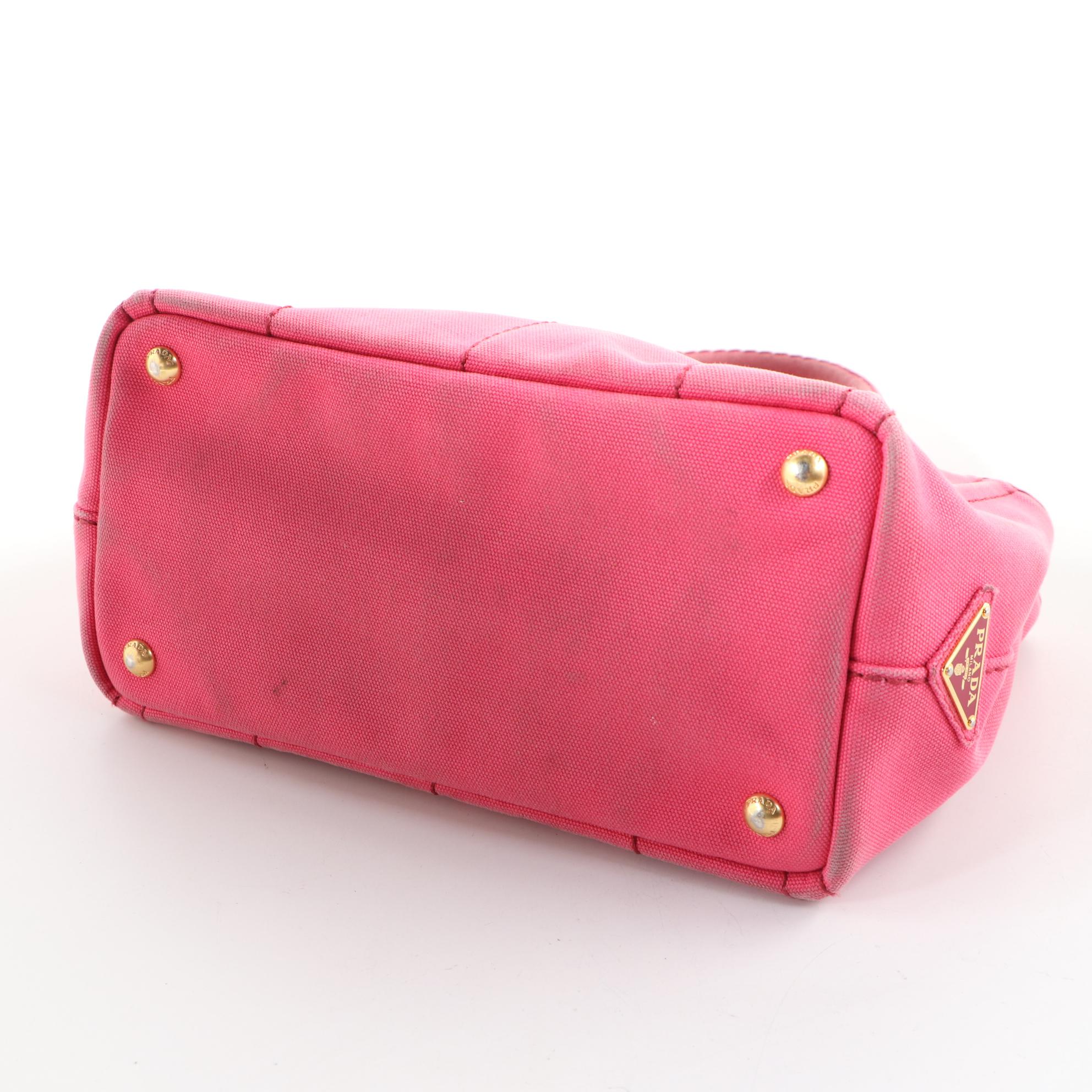 Prada Canopa Logo Garde Tote in Pink Canvas