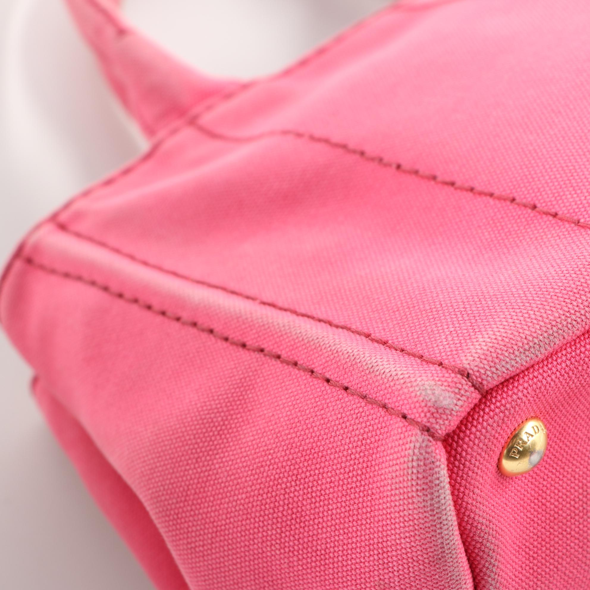 Prada Canopa Logo Garde Tote in Pink Canvas