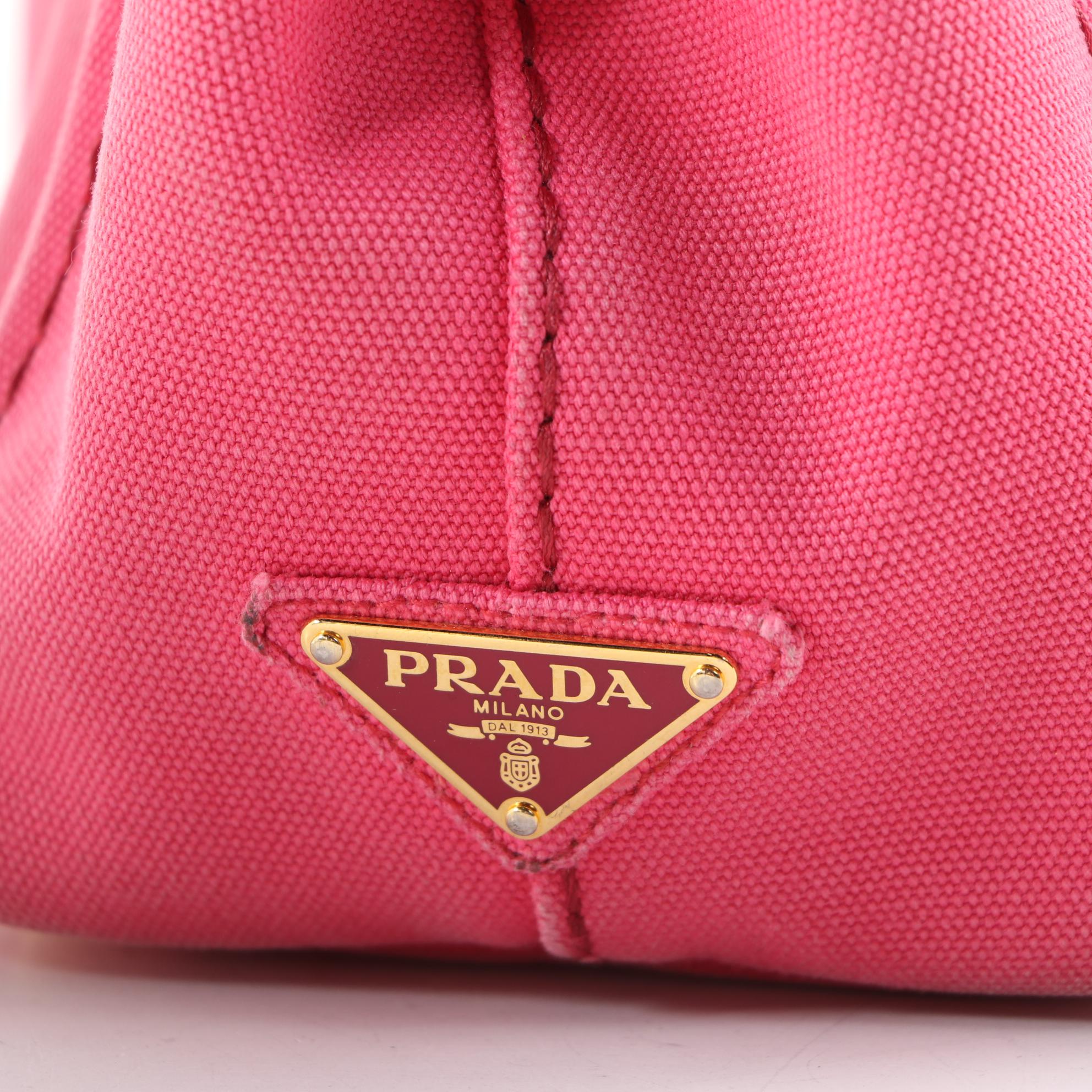 Prada Canopa Logo Garde Tote in Pink Canvas