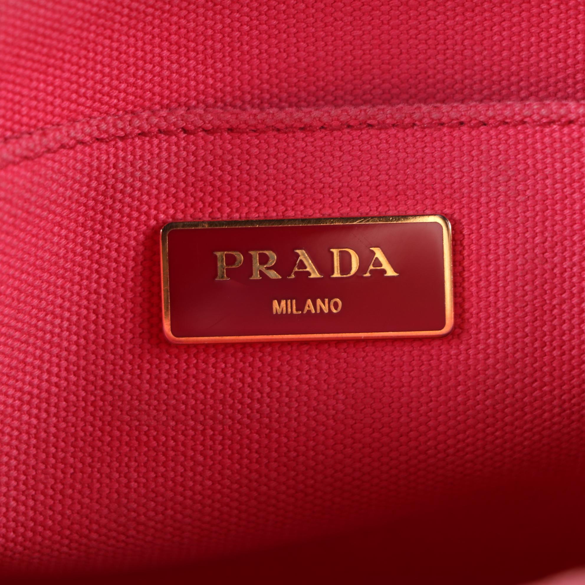 Prada Canopa Logo Garde Tote in Pink Canvas