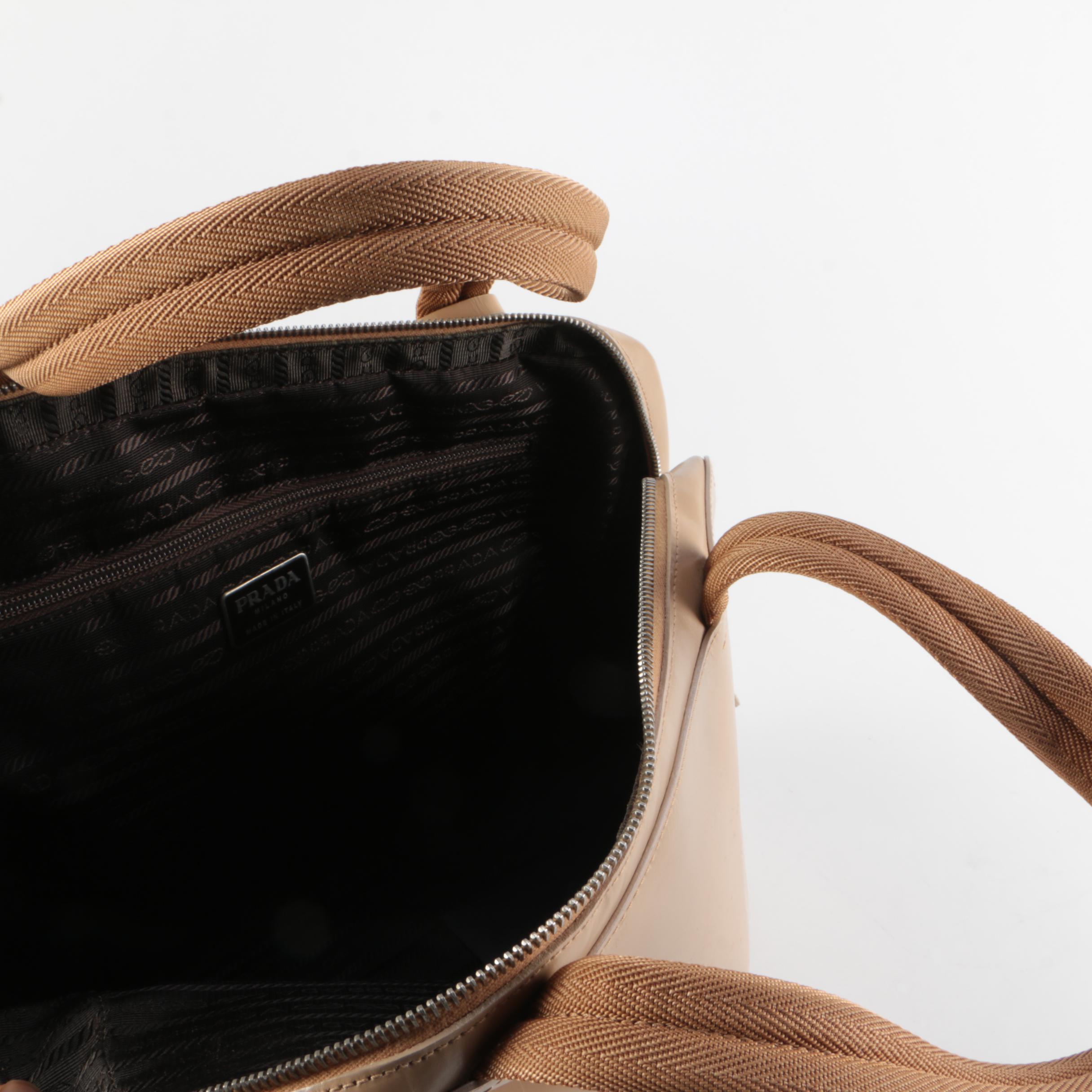 Prada Box Lock Tote in Sabbia Vitello Leather