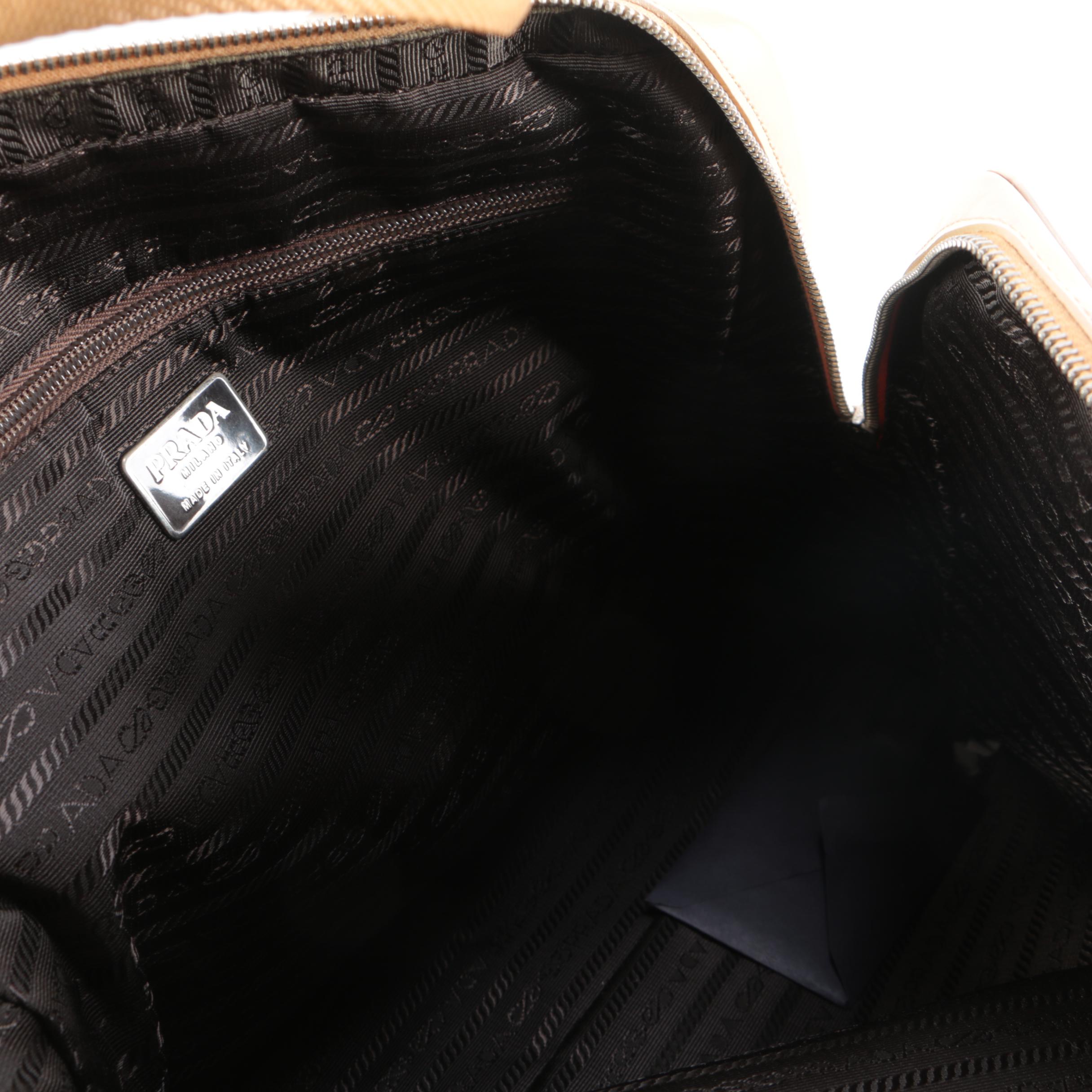 Prada Box Lock Tote in Sabbia Vitello Leather