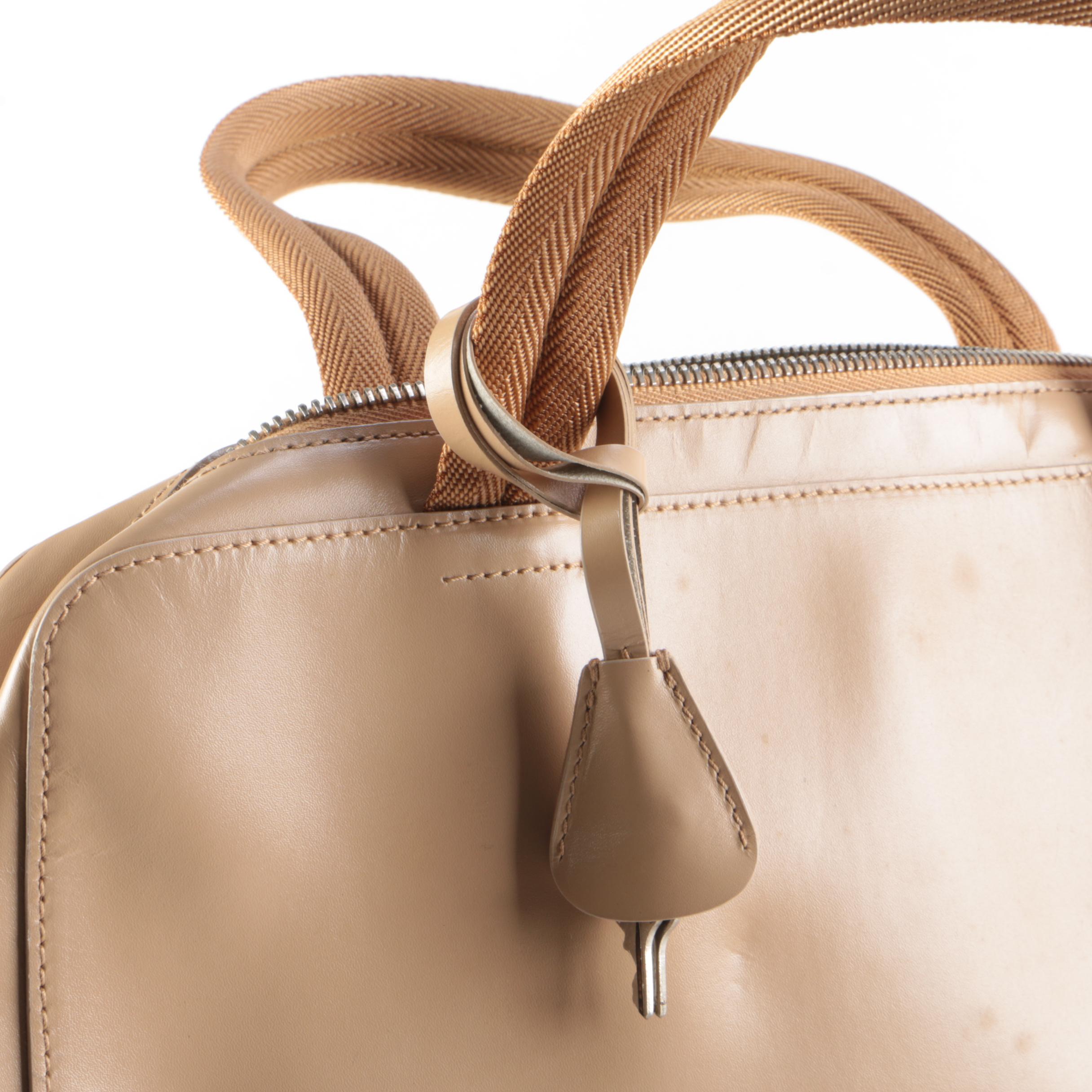 Prada Box Lock Tote in Sabbia Vitello Leather