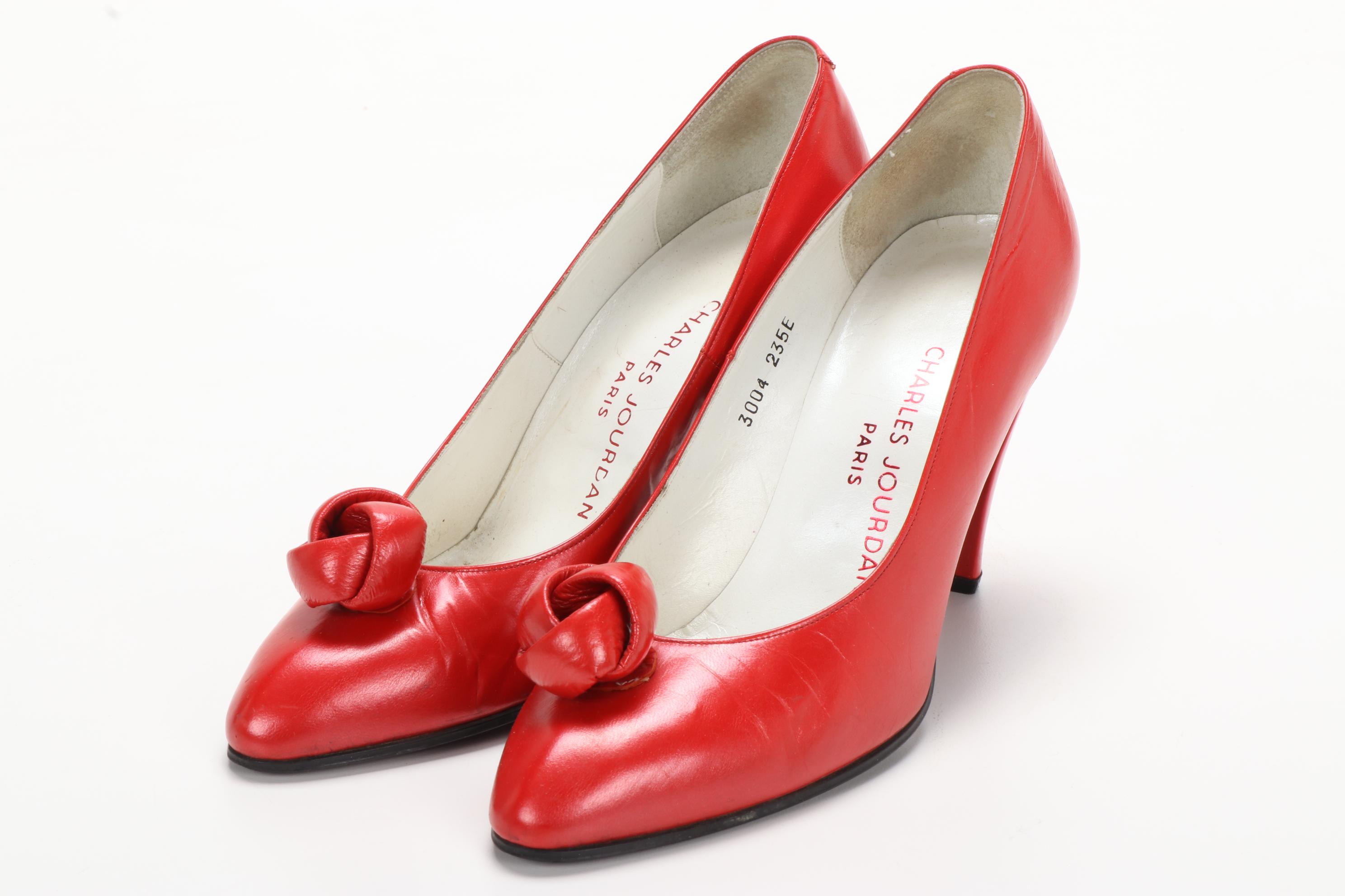 Fisher Fur Stole from Louis J. Schwartz and Charles Jourdan Red Leather Pumps