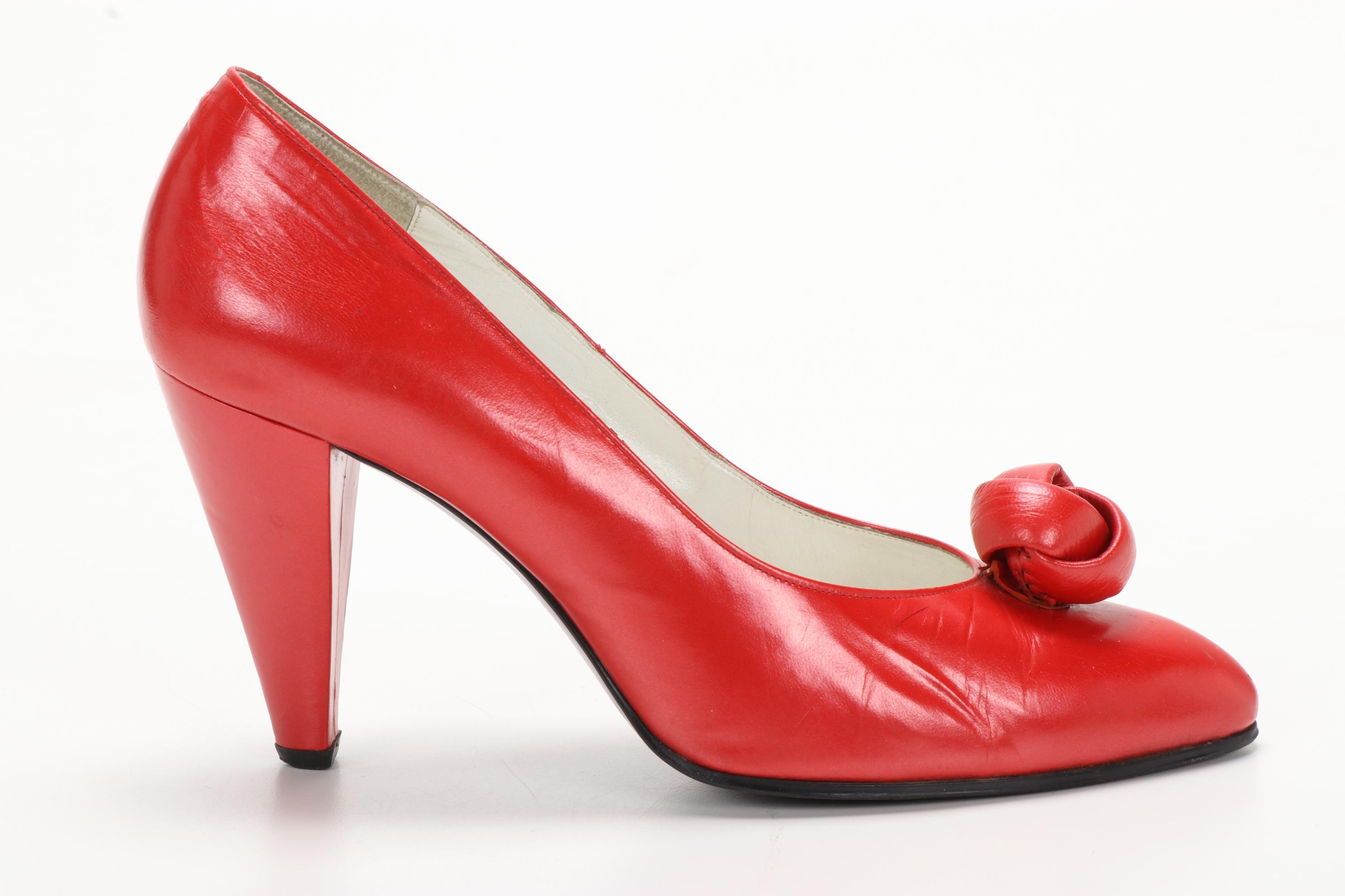 Fisher Fur Stole from Louis J. Schwartz and Charles Jourdan Red Leather Pumps