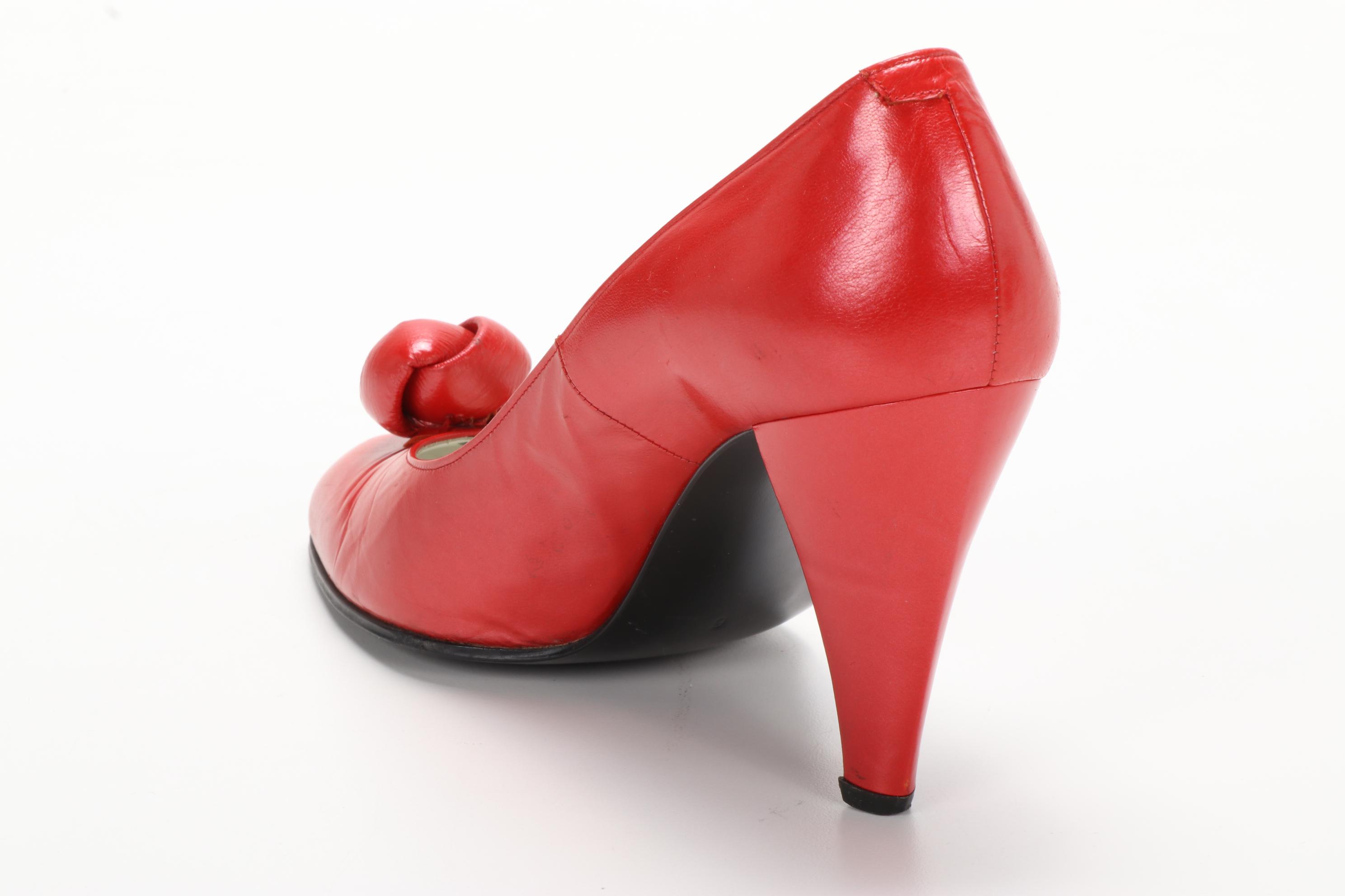 Fisher Fur Stole from Louis J. Schwartz and Charles Jourdan Red Leather Pumps