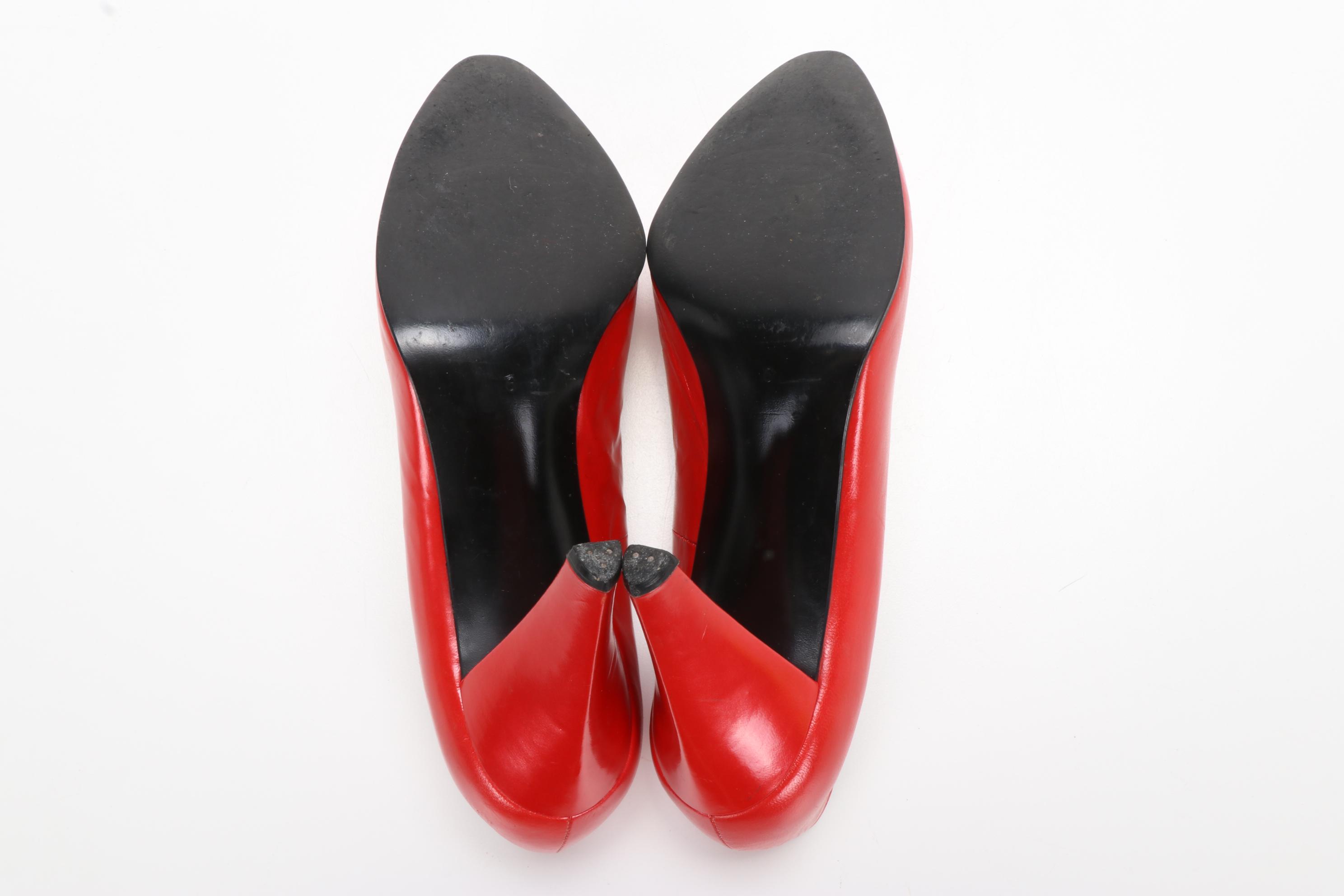 Fisher Fur Stole from Louis J. Schwartz and Charles Jourdan Red Leather Pumps