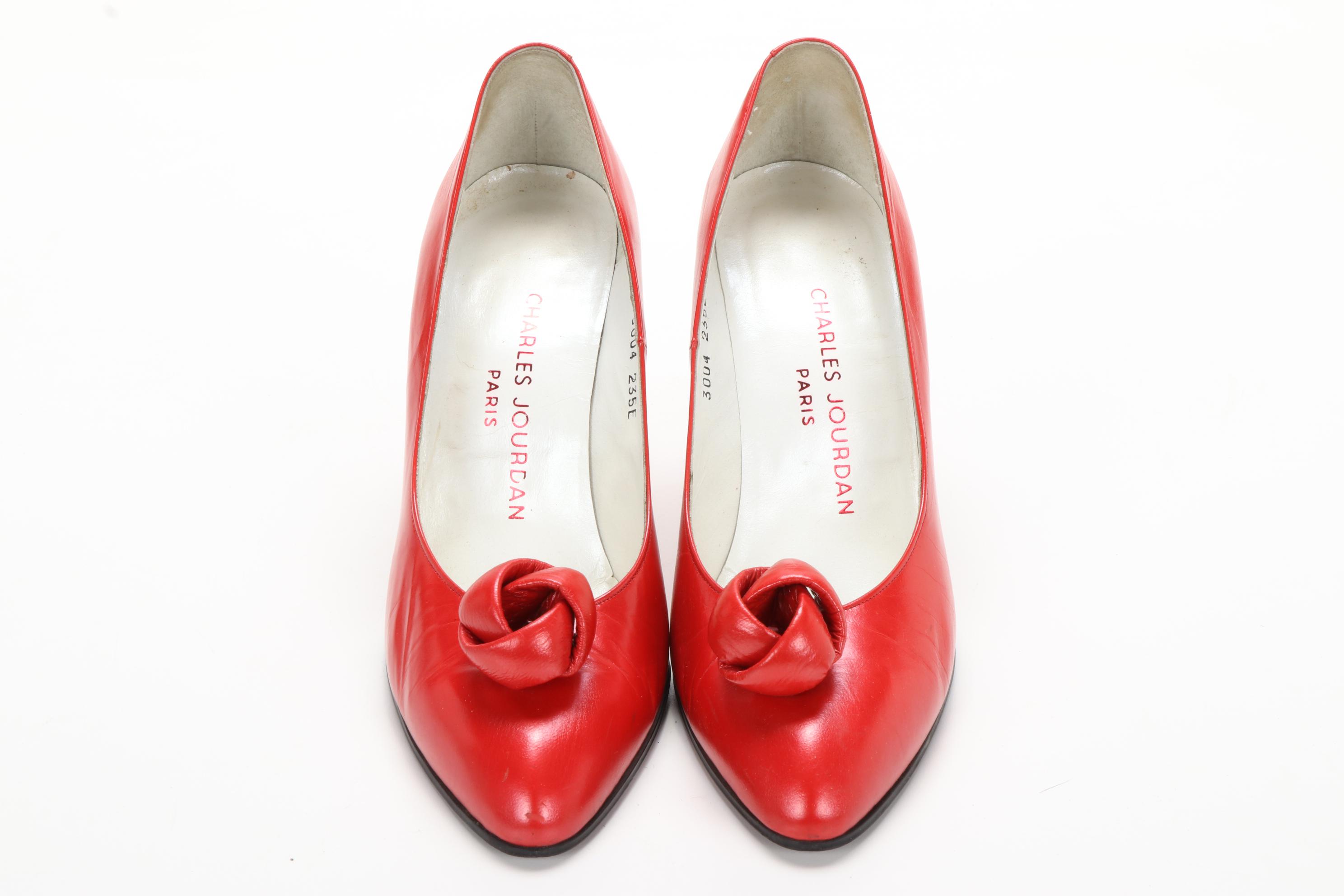 Fisher Fur Stole from Louis J. Schwartz and Charles Jourdan Red Leather Pumps