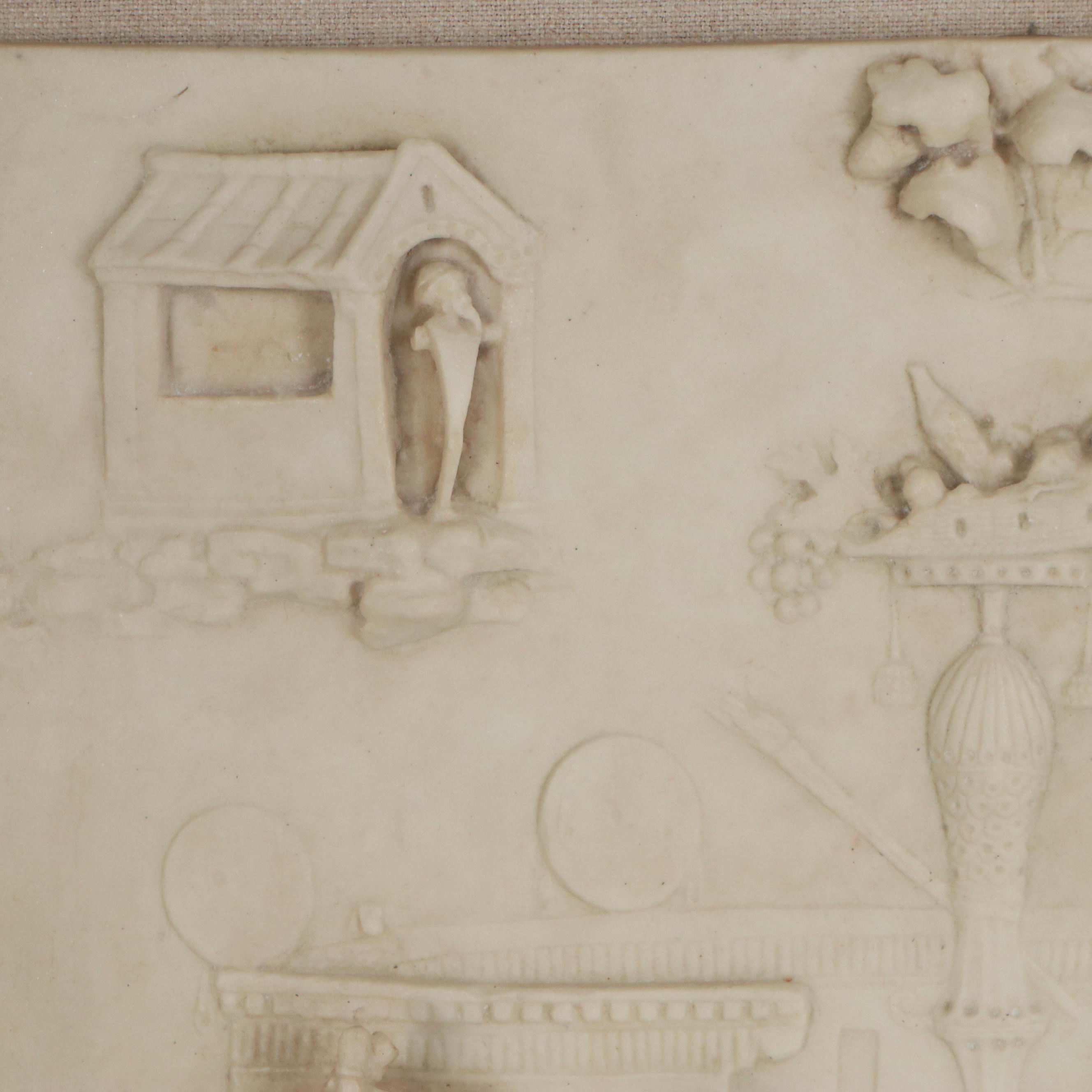 Bonded Stone Relief Reproduction of Roman Farmer with Cow